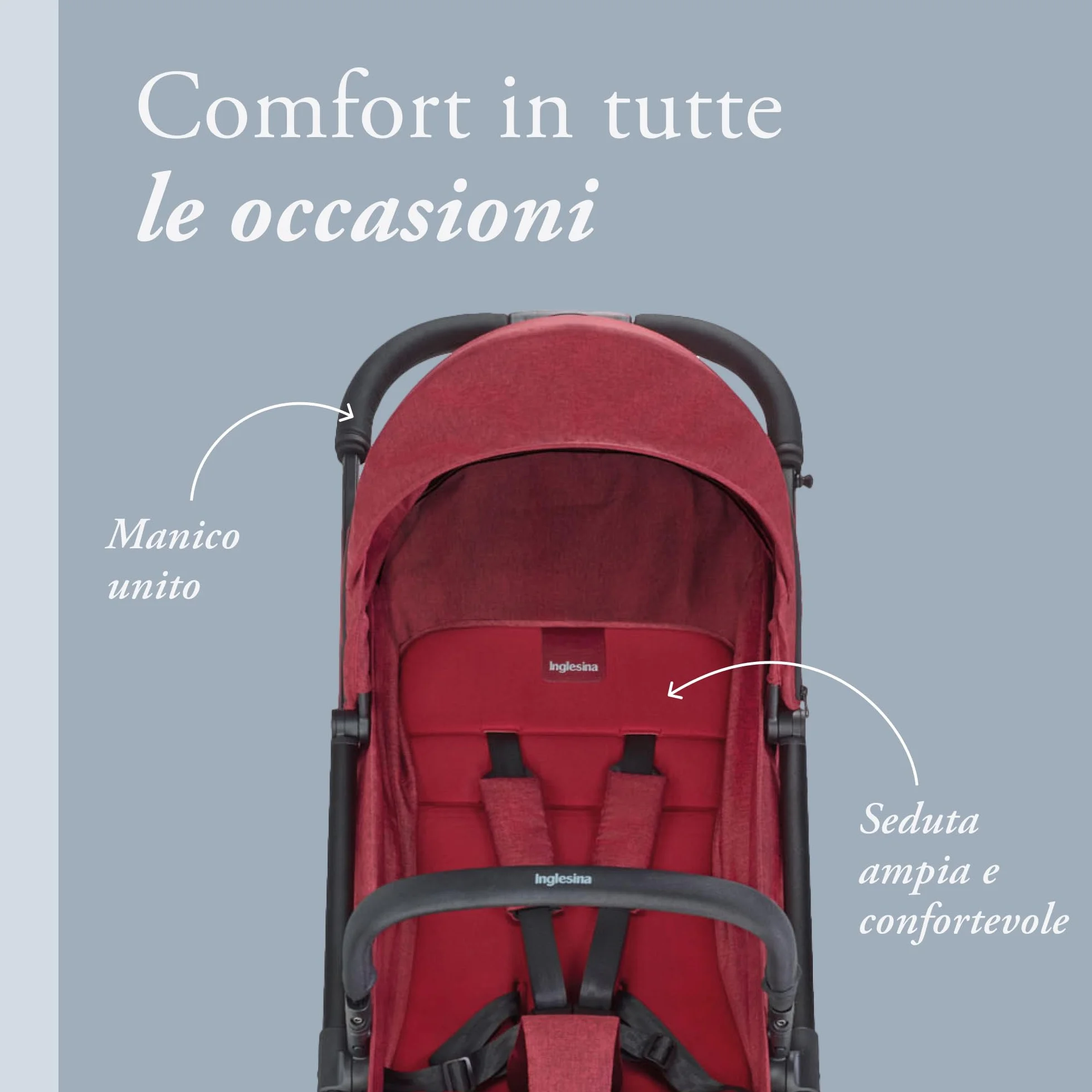 Inglesina Sketch Passeggino Leggero Compatto Rosso 17kg Chiusura una Mano UPF 50+