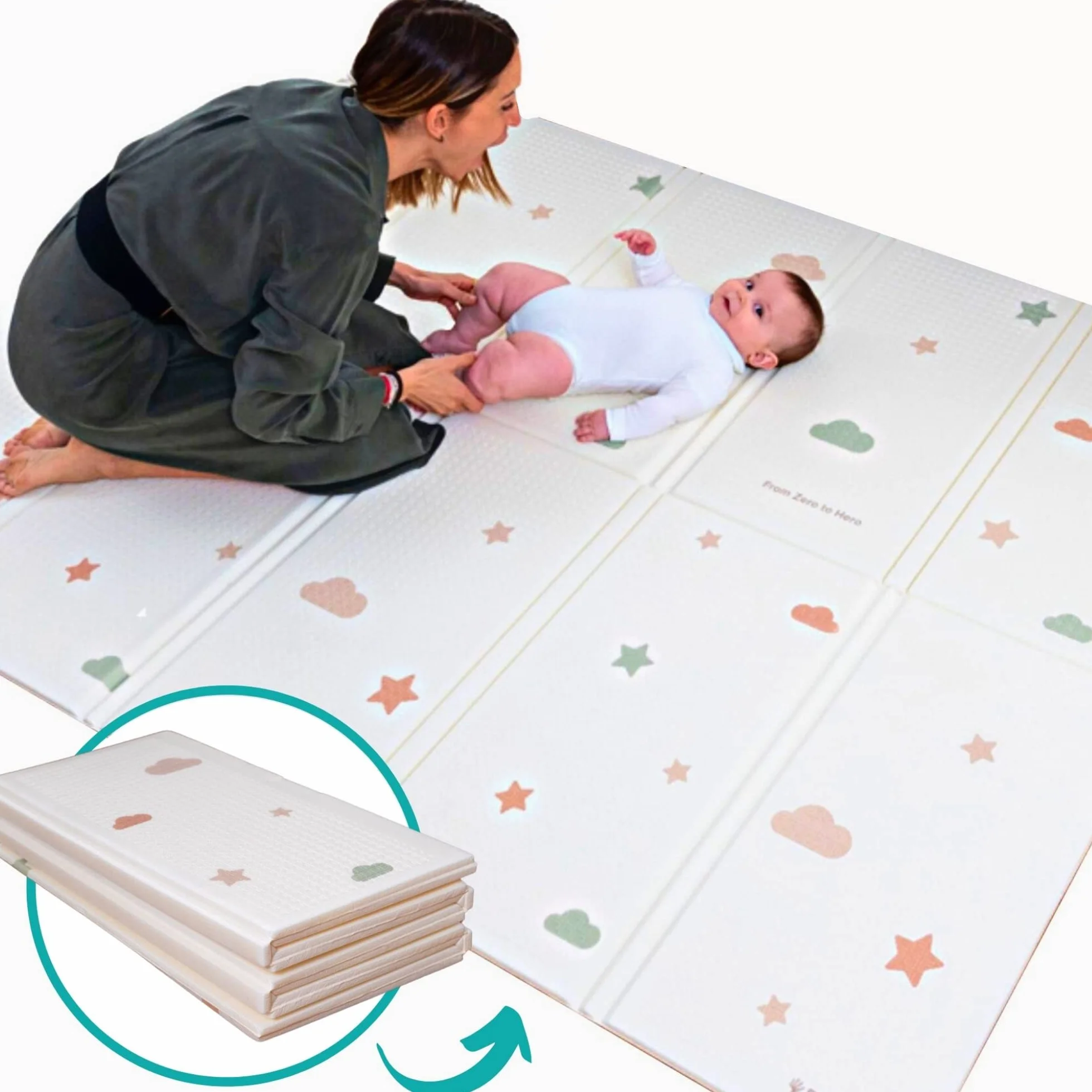 DR-SILVA Tappeto Gioco per lo Sviluppo Motorio di Bambini e Neonato. Sicuro, Atossico, Spessore 1,5 cm, Grande 200x150 cm, Pieghevole, Portatile, Anti-Scivolo, Lavabile, Morbido e Anti-urto.