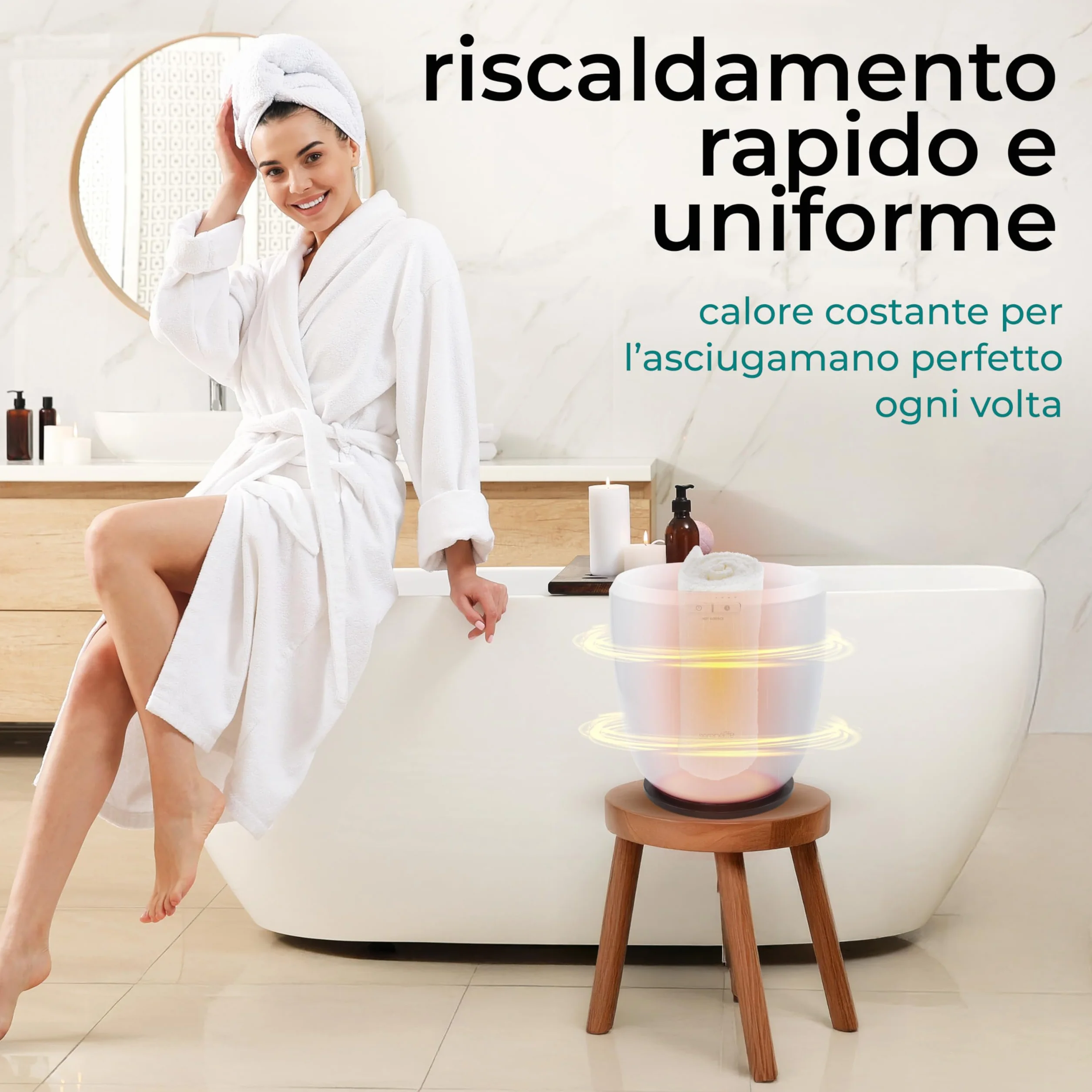 SereneLife Scaldasalviette Elettrico 12L 500W Autospegnimento Asciugamano Coperta Accappatoio