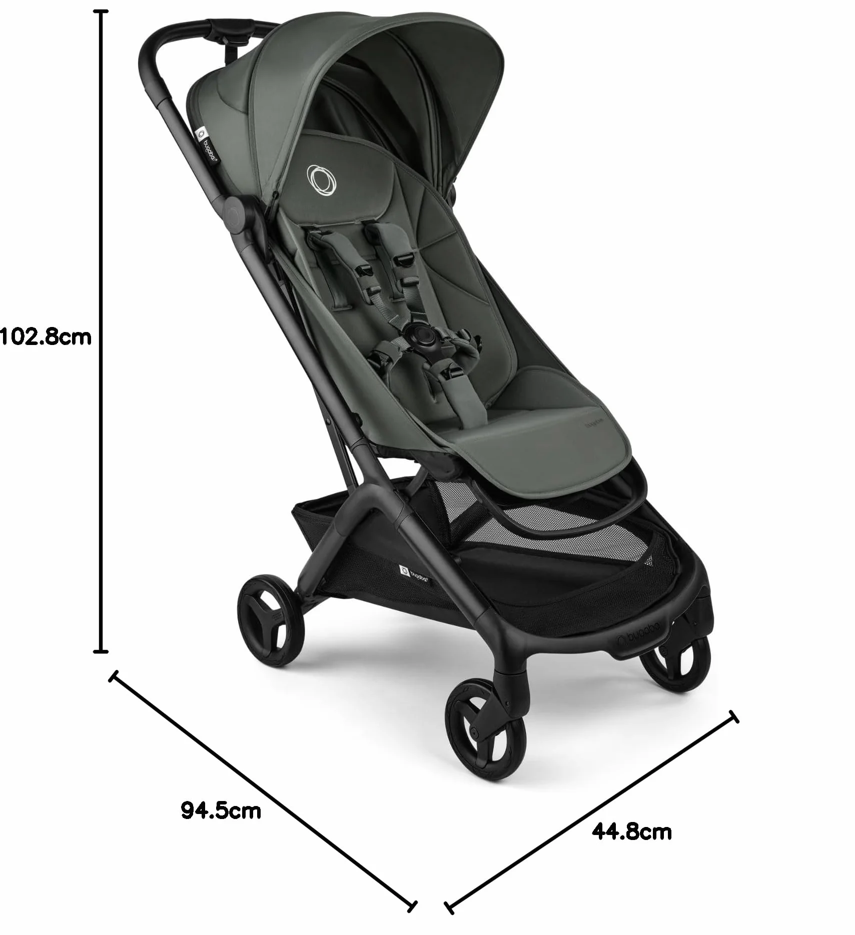 Bugaboo Butterfly 2 Passeggino Leggero da Viaggio Dimensioni Cabina, Portatile, Piegabile con Una Mano, Seduta Reclinabile, Cestino Portaoggetti, Tracolla - Forest Green