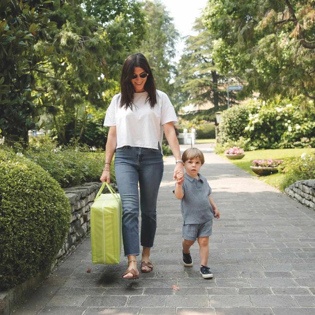EPSELIA Materasso Lettino per Bambini Pieghevole BAMBU' BIO con Borsa per Viaggio o Campeggio, cm 60x120 H6 Certificato Antisoffoco EN16890:2017 Poliuretano con Fori CertiPUR™ OEKO-TEX®