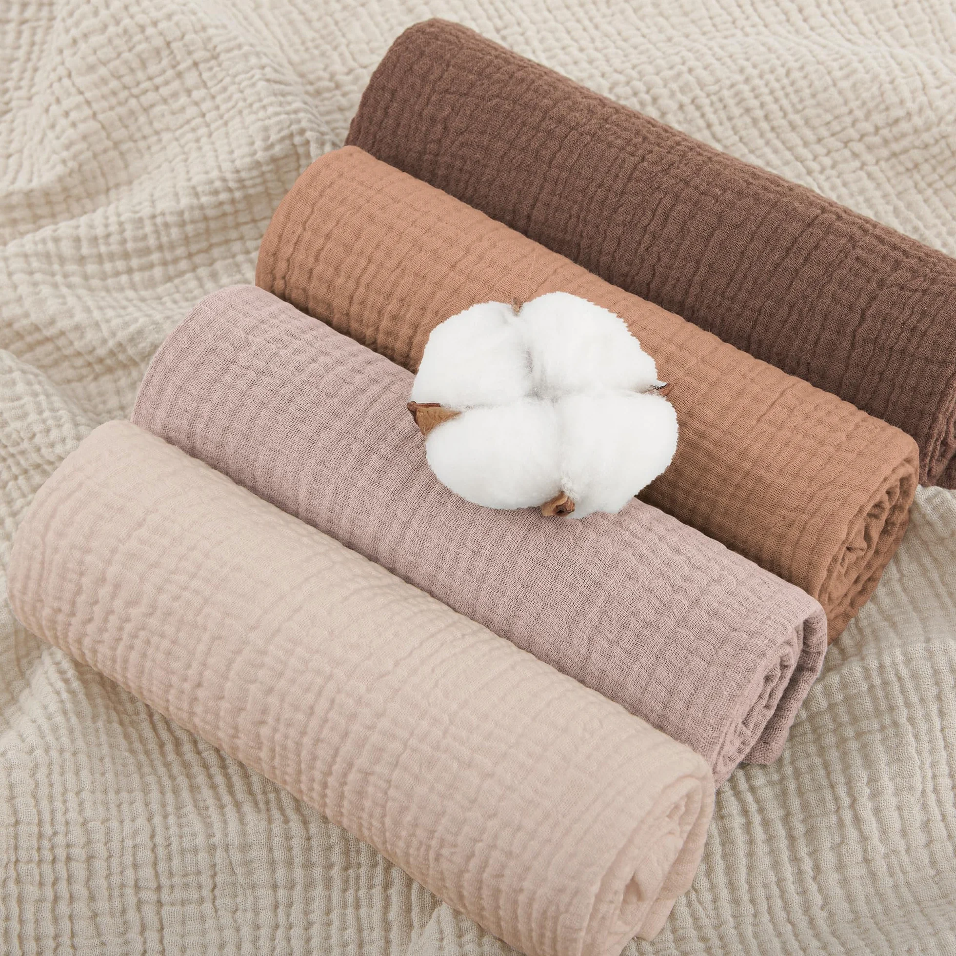 Susurration Bambino in Mussola Per Neonati, 5 Pezzi, Set 60x60CM, Super Morbido Assorbente in Mussola A Grana Per Neonati, Unisex, Per Bambine E Ragazzi (marrone)