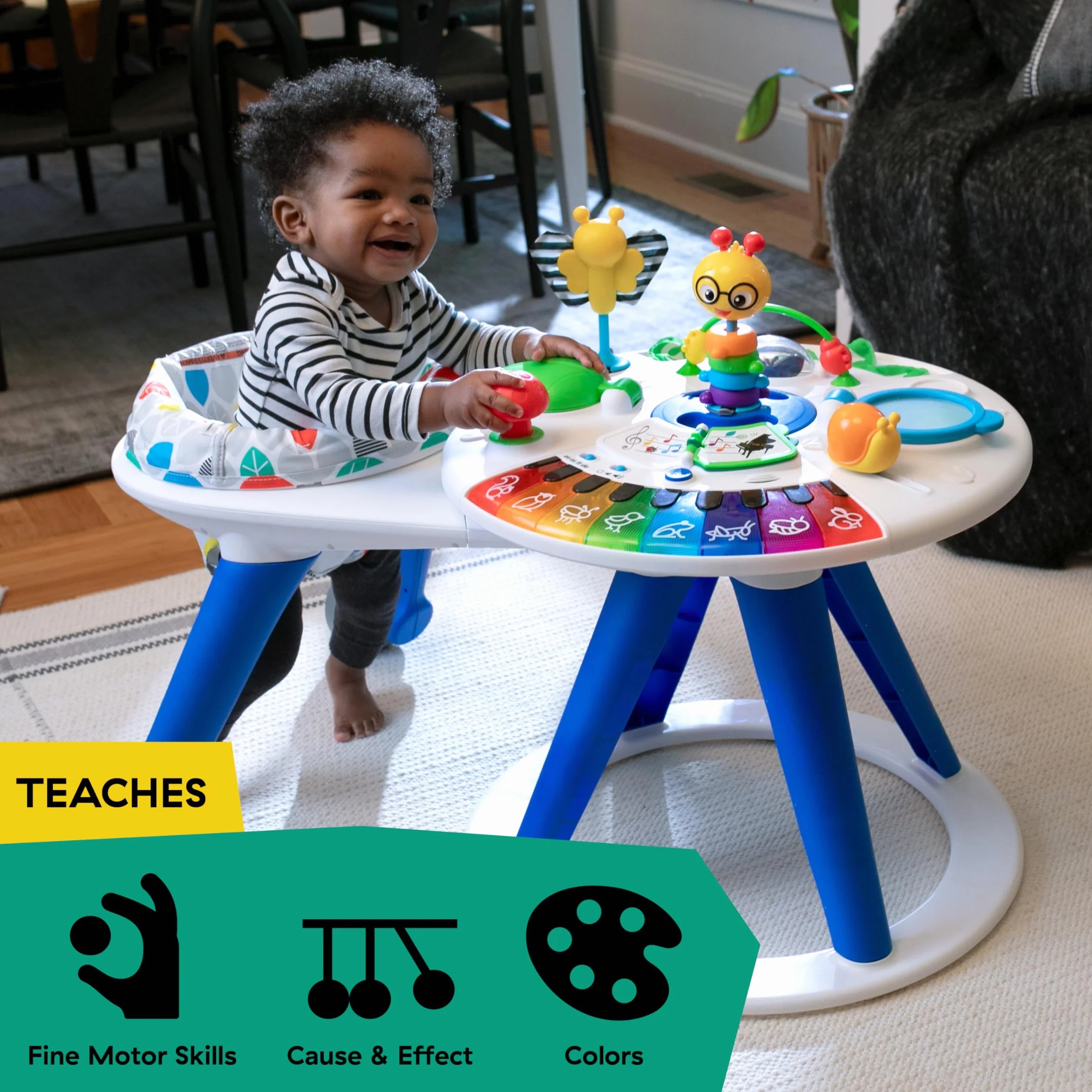 Baby Einstein Around We Grow Centro Attività e Tavolo Girello Evolutivo Multilingue, Sedile Girevole 360°, Altezza Regolabile, dai 6 Mesi+