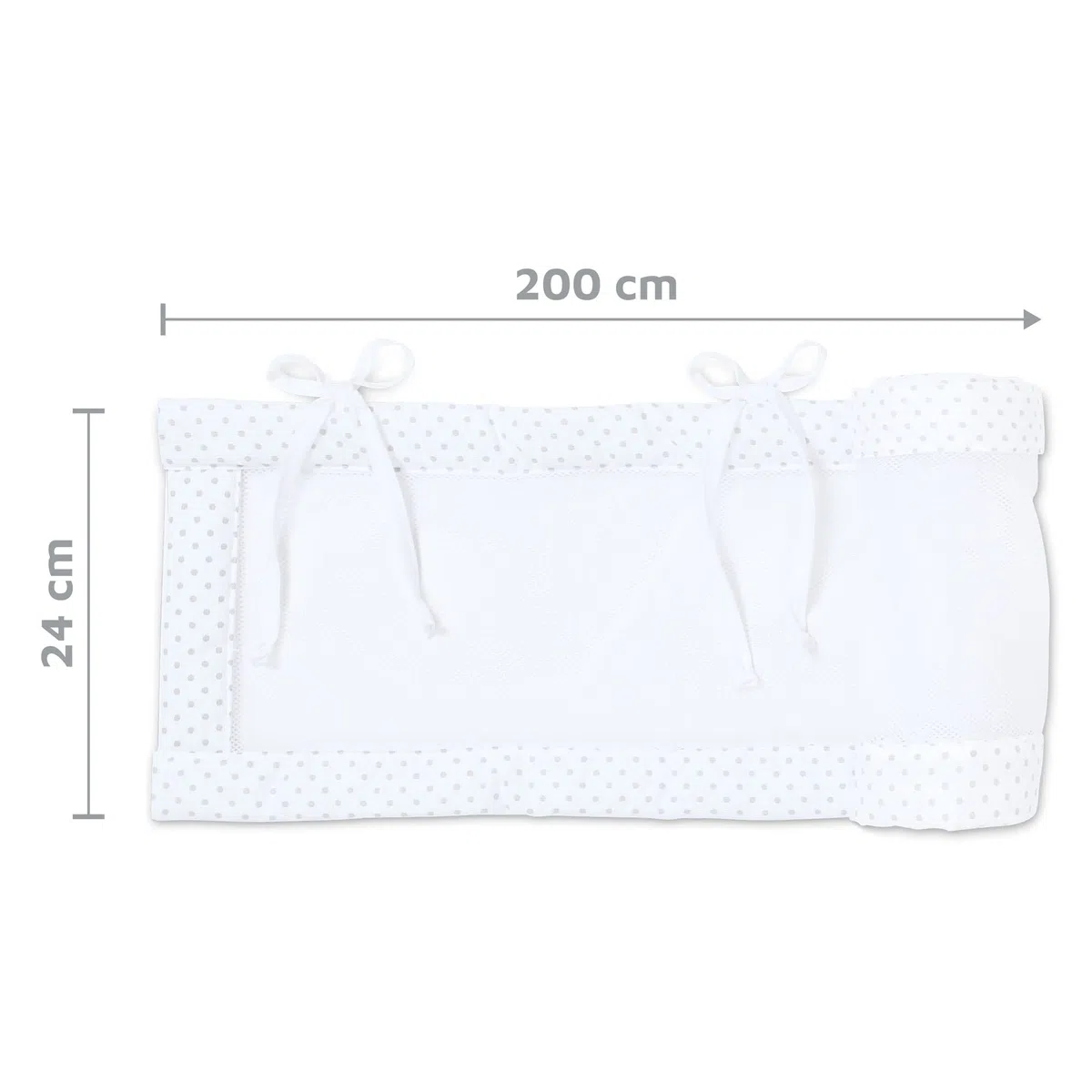 babybay Paracolpi a rete per modello Boxspring XXL, bianco a pois grigio perla