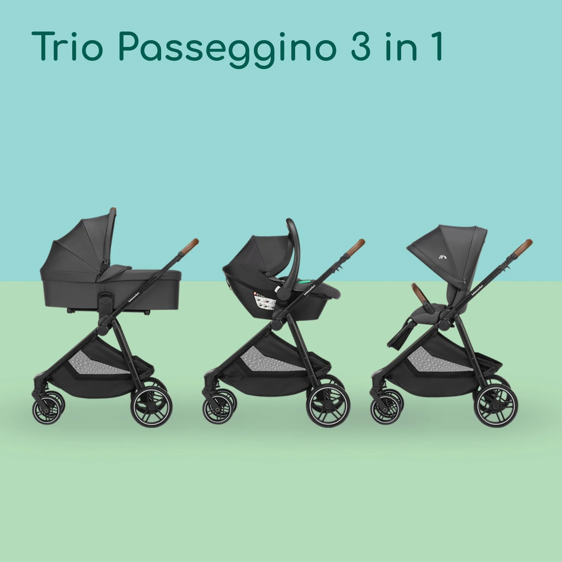 Bebeconfort Luvia Trio Passeggino 3 in 1 0-4 anni 0-22 kg Mineral Graphite