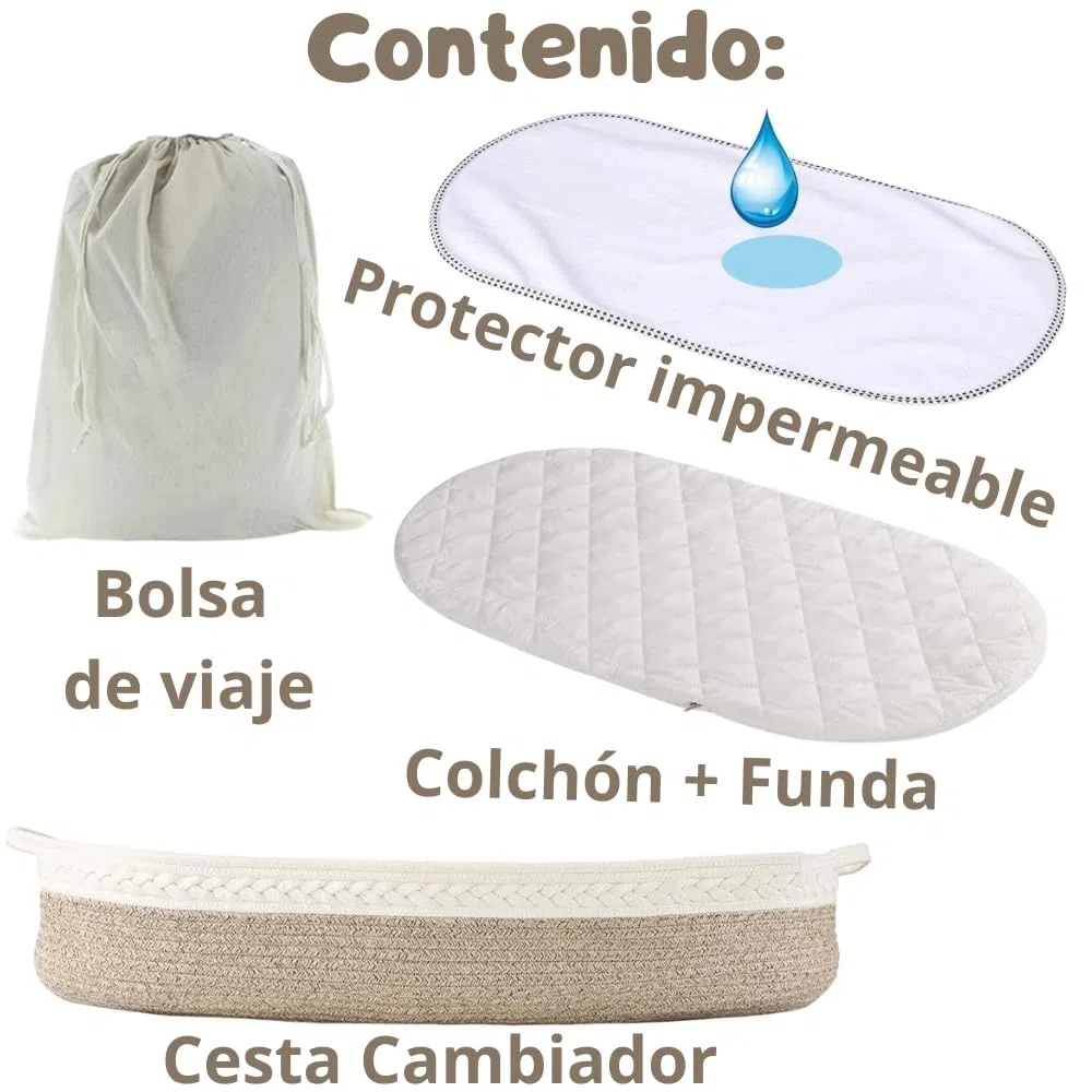 Cestino fasciatoio portatile e pieghevole per cambio pannolini, cestino + materasso morbido + fodera rimovibile + protezione extra impermeabile + borsa da viaggio, confezione completa neonato