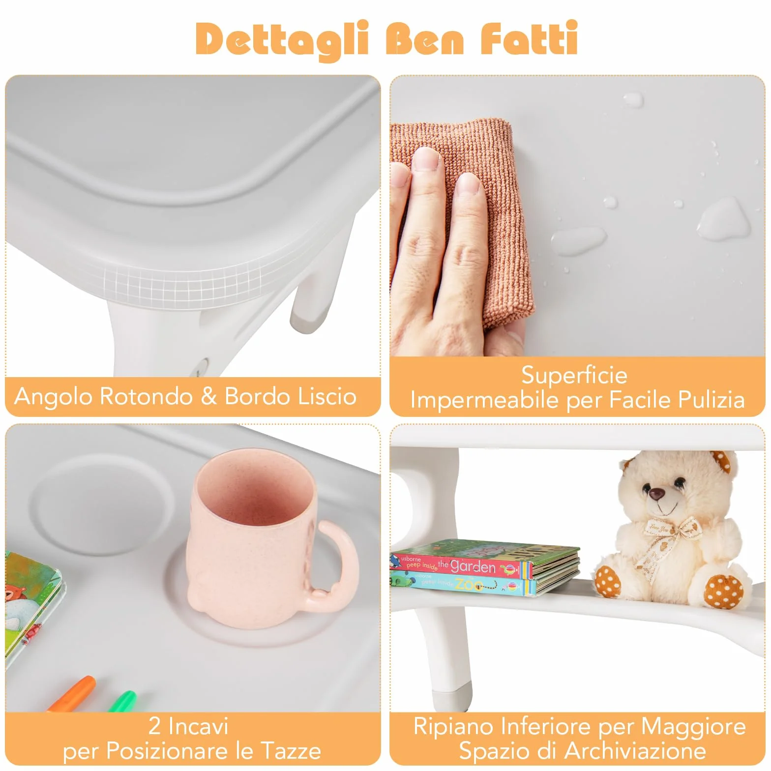 COSTWAY Tavolo e Sedia per Bambini Dinosauro Set Scrivania Attività Artistiche Studio 1-5 Anni Grigio