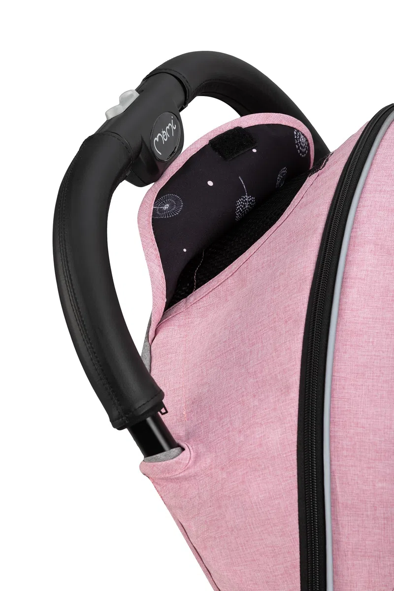 MoMi ESTELLE LIGHT PLUS Passeggino a partire da 6 mesi (fino a 22 kg), pieghevole con cintura di sicurezza a 5 punti, cestino porta spesa e funzione di apertura, manico telescopico per il traino