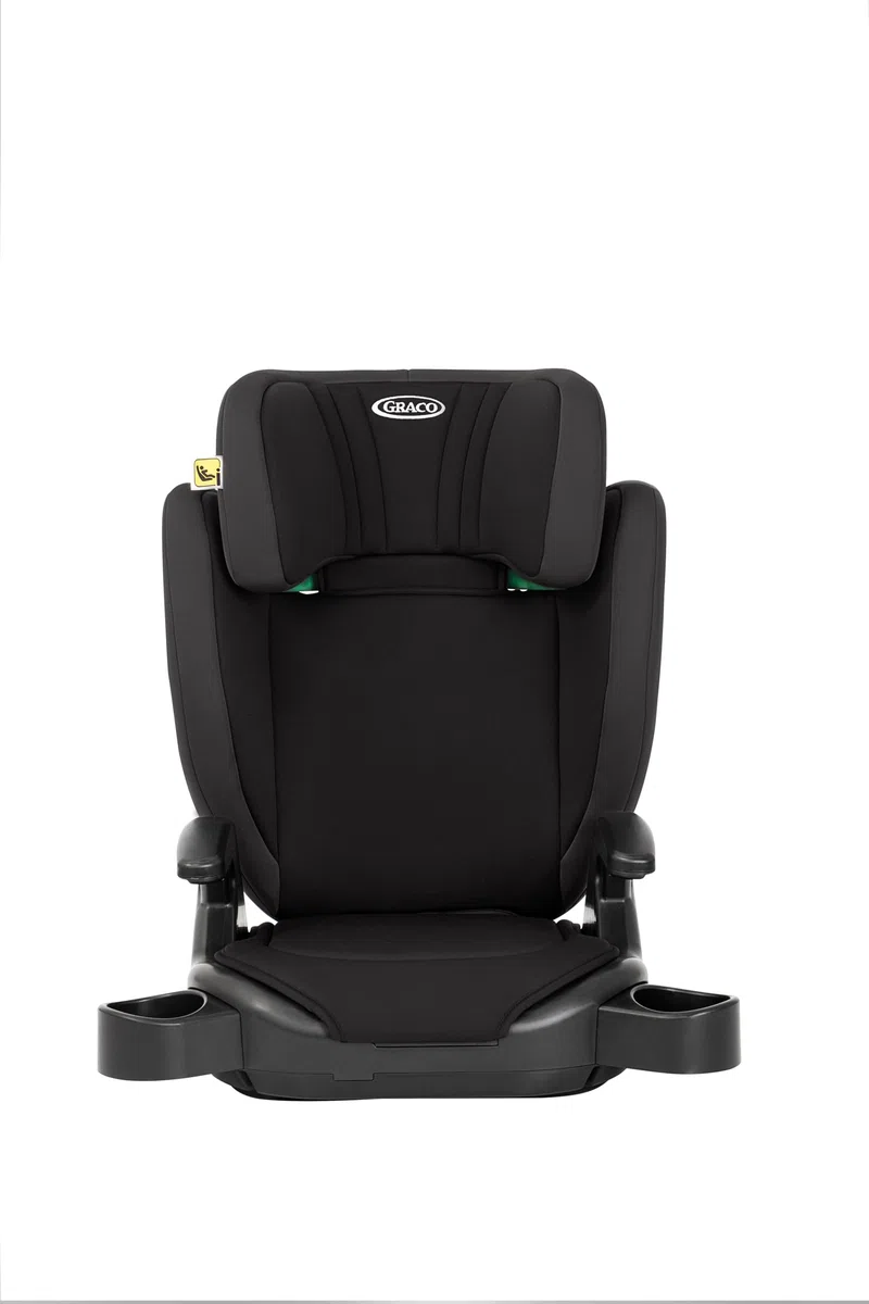 Graco Seggiolino Junior Maxi i-Size R129, Rialzo per Seggiolino, Braccioli e Poggiatesta Regolabili in Altezza, Leggero, con Portabicchieri, Nero, Junior Maxi i-Size