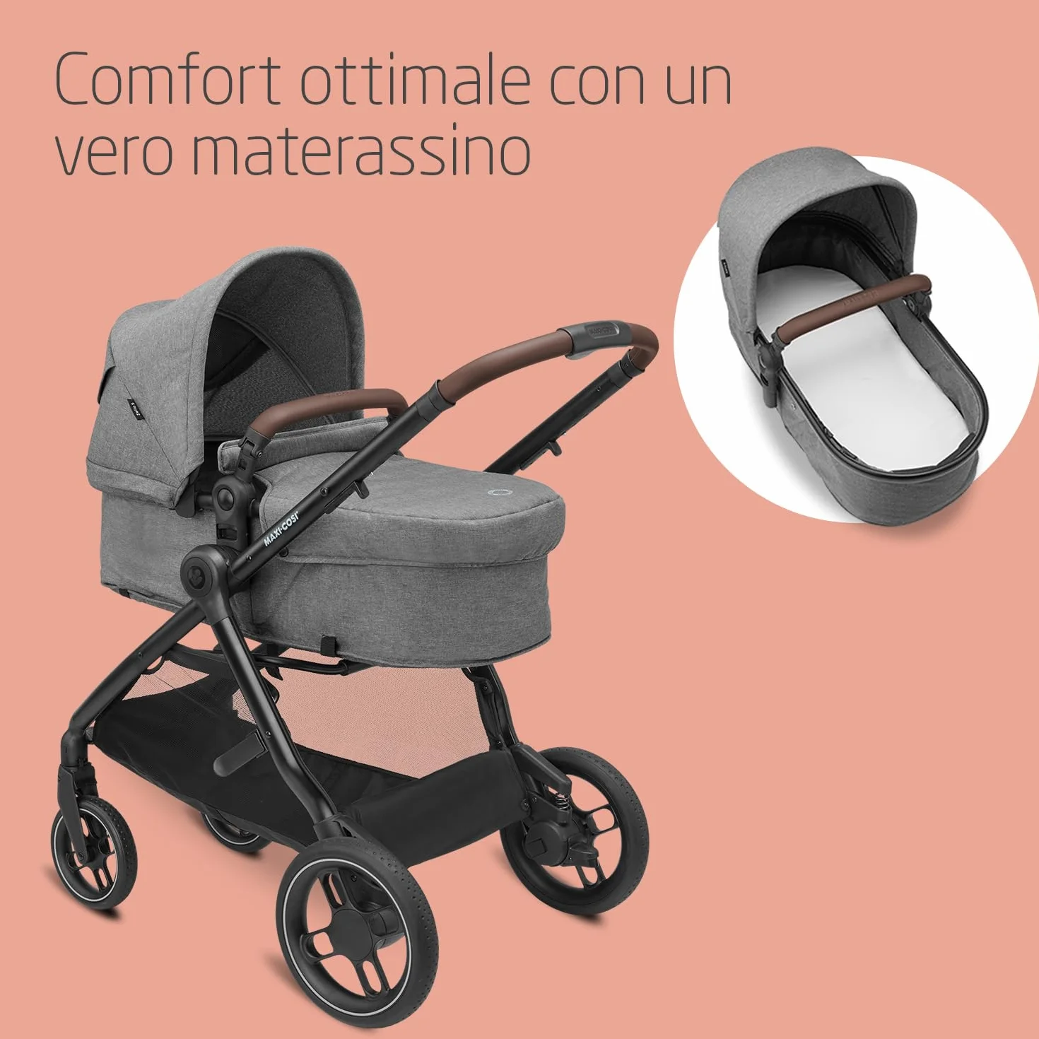 Maxi-Cosi Zelia S Trio 3 w 1 Passeggino neonati 0-4 anni 22 kg Grigio