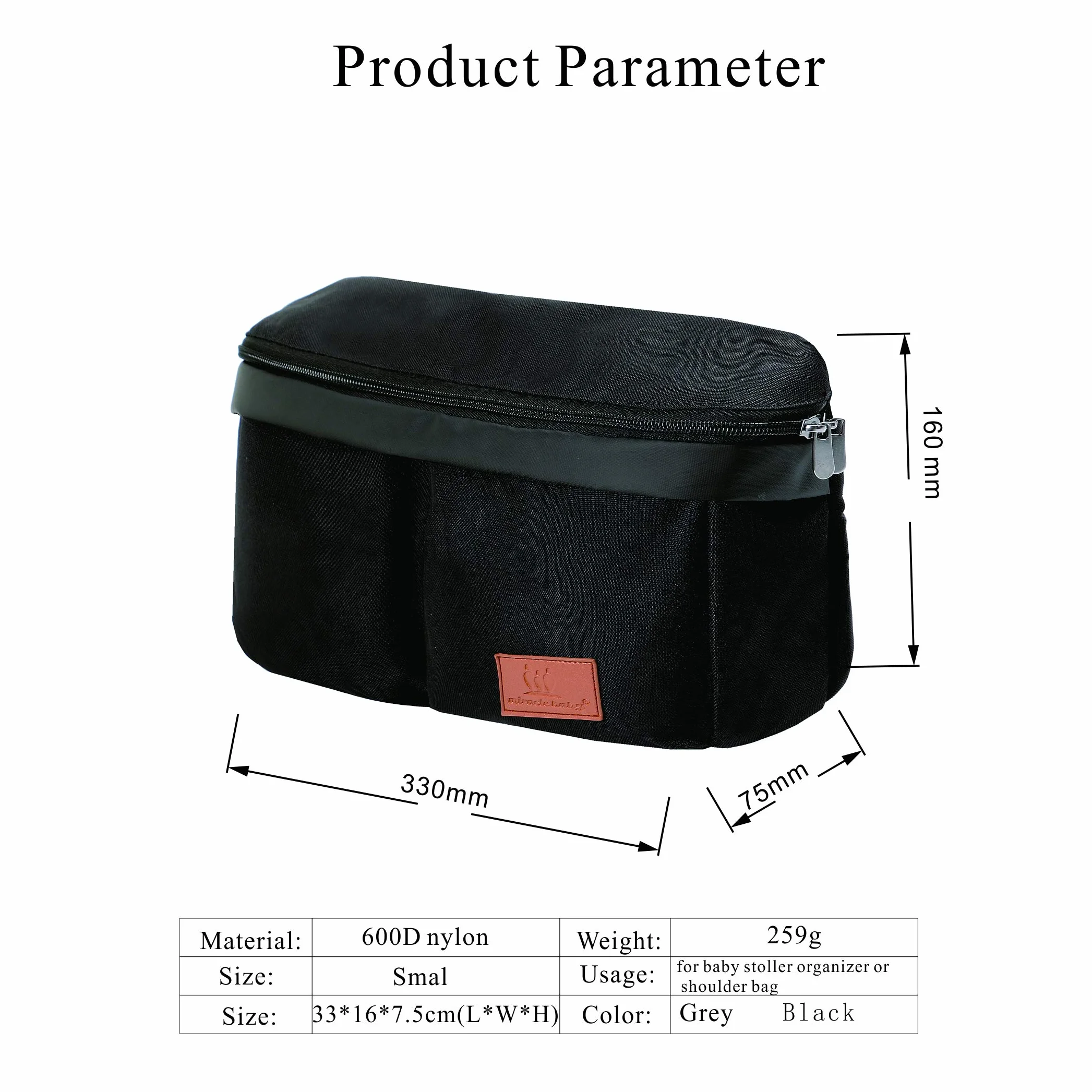 Miracle Baby Borsa Organizer per Passeggino Universale, Neonati Borsa Organizer, Portaoggetti Impermeabile con Cerniera, Multifunzione Borsa Cambio Neonato