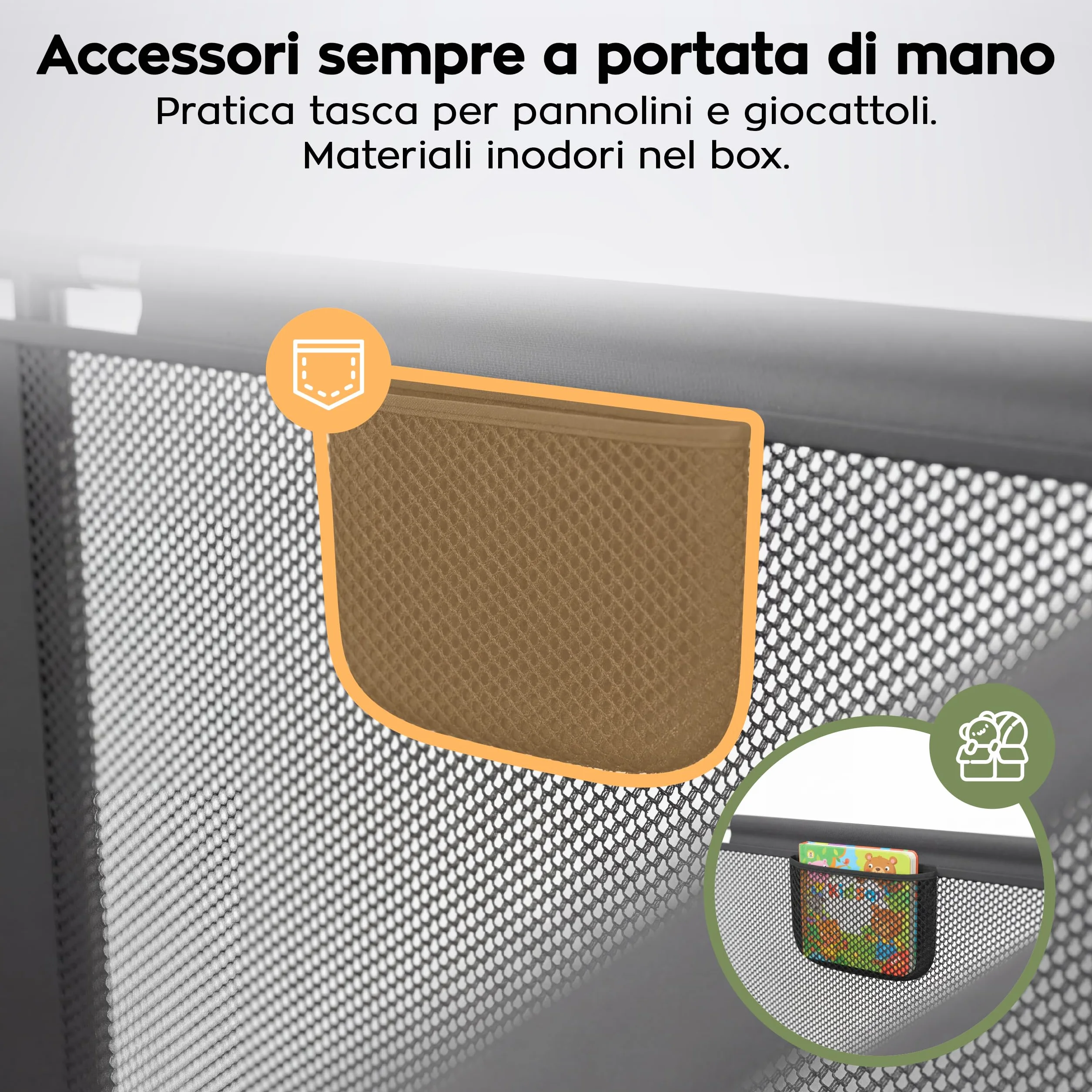 Tulano Cozy 25 Box per Bambini 150x180 cm 6-36 mesi Recinto Neonato con Fondo Struttura in Metallo Rete Traspirante Porta con Cerniera Borsa Inclusa Grafite