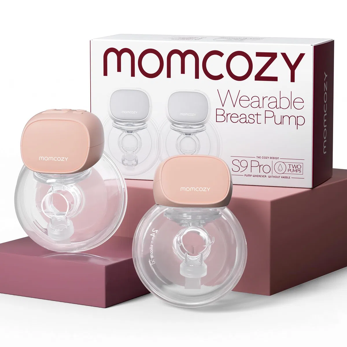 Momcozy S9 Pro Tiralatte Indossabile Elettrico a Mani Libere, Aspirazione fino a 285 mmHg, Display LED, 2 Modalità e 9 Livelli, Autonomia fino a 180 Min, Flangia 24 mm, 2 Pezzi, Rosso