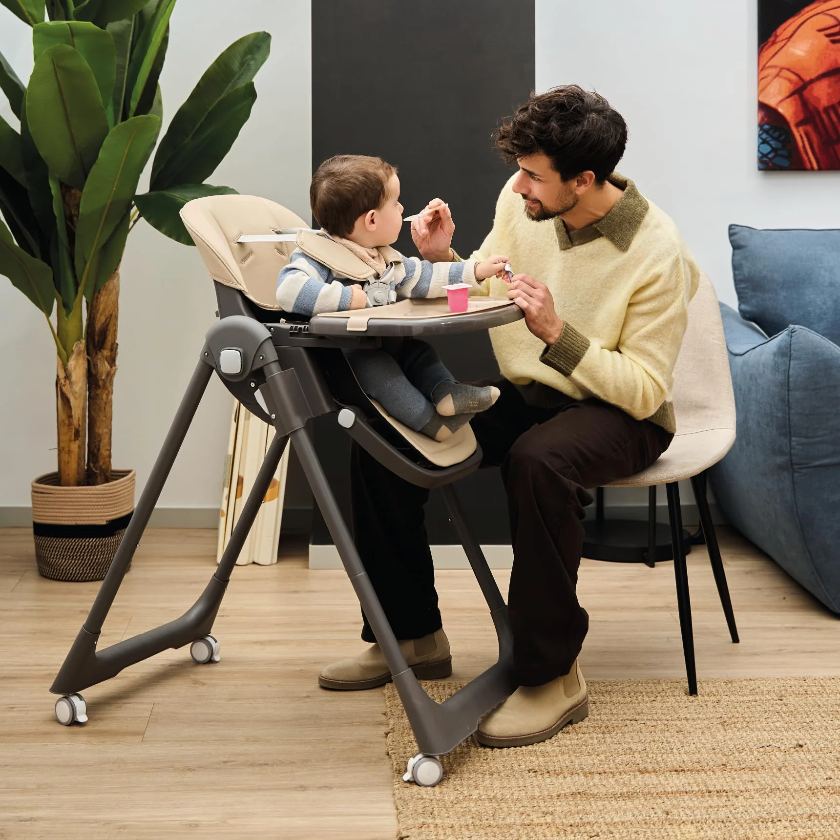 MS BabyWorld Seggiolone Pappa Evolutivo Tasty 7 Posizioni Altezza 3 Reclinazione Vassoio Estraibile Poggiapiedi Regolabile Pieghevole
