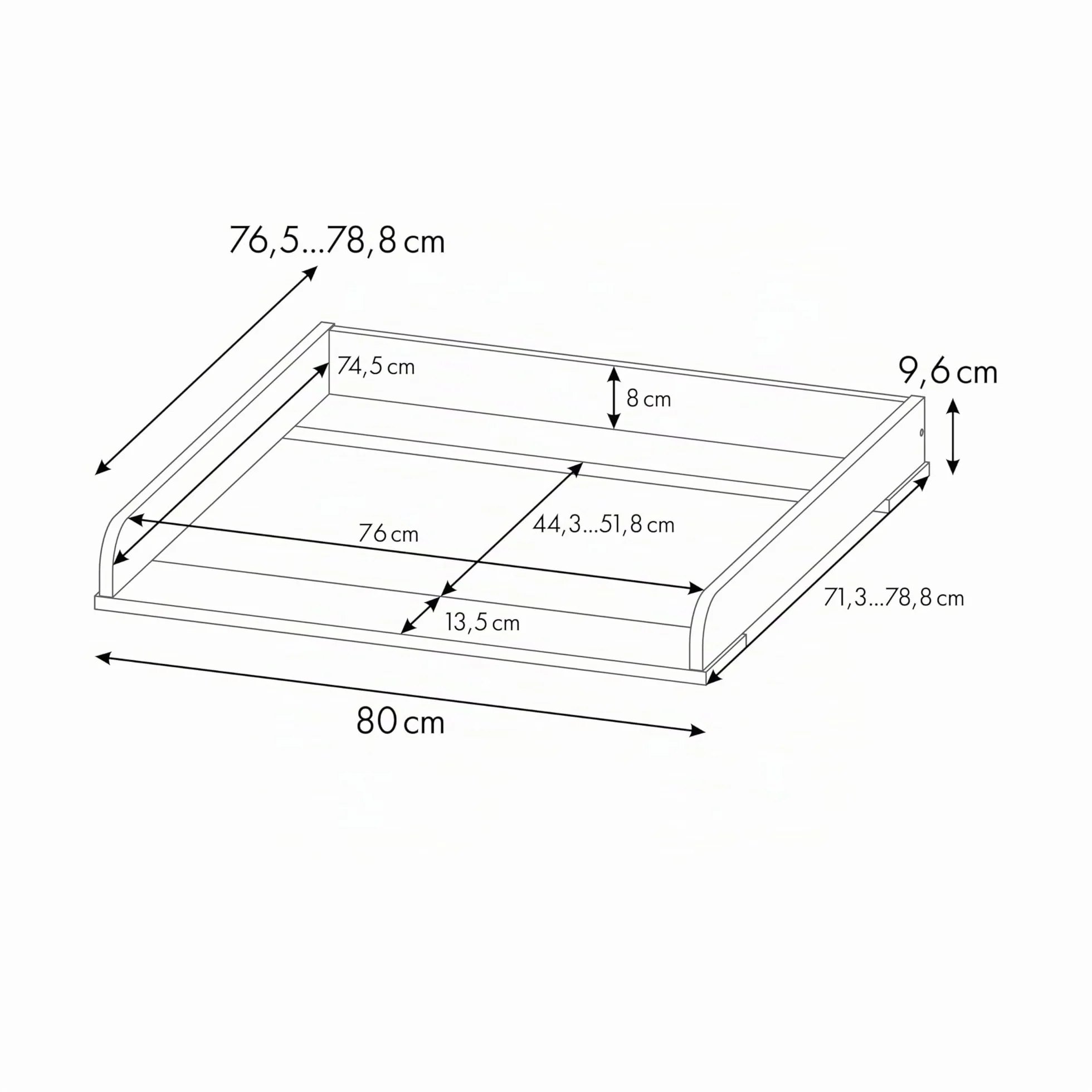 Shefa Kids Fasciatoio 800 do komody Ikea MALM HEMNES NORDLI Rovere