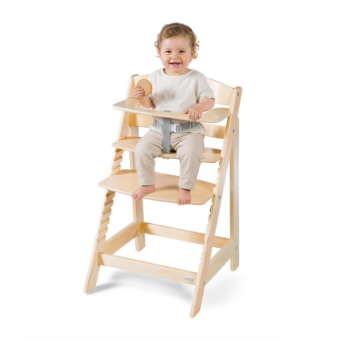 roba Seggiolone Evolutivo Sit Up Flex 2 in 1, Altezza Regolabile, dai 6 Mesi fino ai 70 kg, con Poggiapiedi, Robusto ed Ergonomico, Legno Naturale
