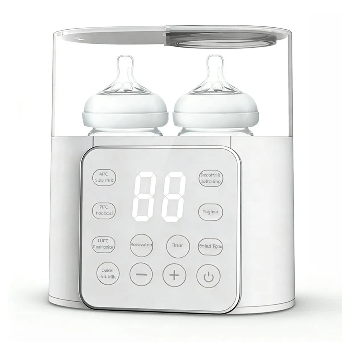 NCONCO Scaldabiberon portatile,Rapido 9-in-1 2 biberon con Sterilizzatore e Timer Scongelamento scaldapappe Controllo intelligente della temperatura e display LCD Senza BPA(Biancocrema)