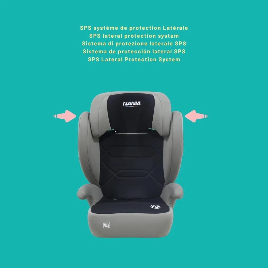 NANIA Belem, Seggiolino auto, 2 in 1, i-Size, 100-150 cm, da 3,5 a 12 anni, da 15 a 36 kg, cintura di sicurezza a 3 punti, Protezioni laterali, Poggiatesta Regolabile 9 Posizioni-non reclinabile