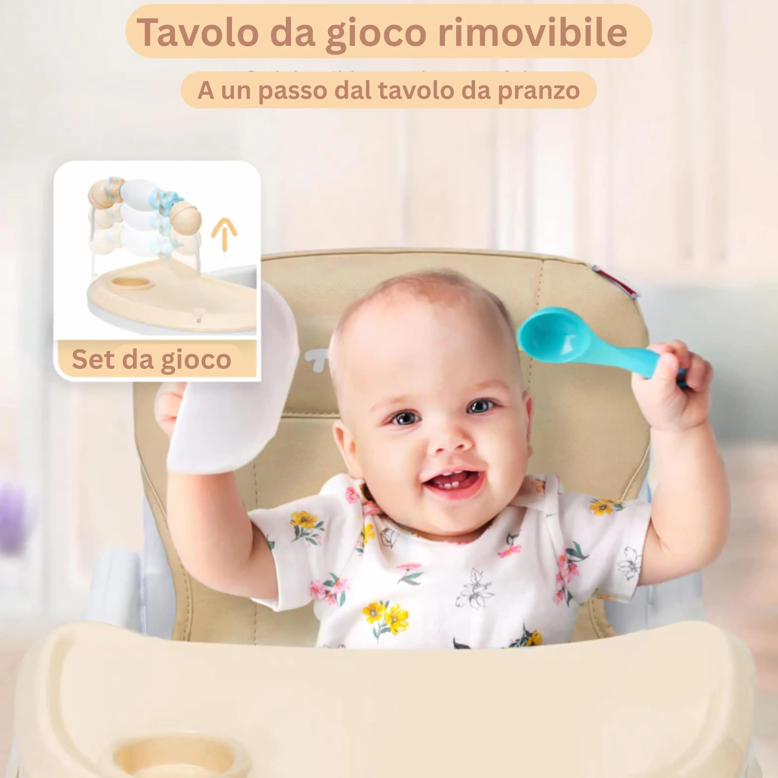 Twinky Seggiolone Pappa Evolutivo 0-36 Mesi Regolabile Portatile Design Sicuro Comfort