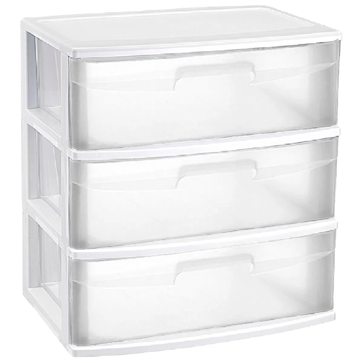 Acan Plastic Forte – Cassettiera Nilo a 3 cassetti, in colore bianco, 60 x 56 x 39,5 cm, con doppio foglio, grande, trasparente