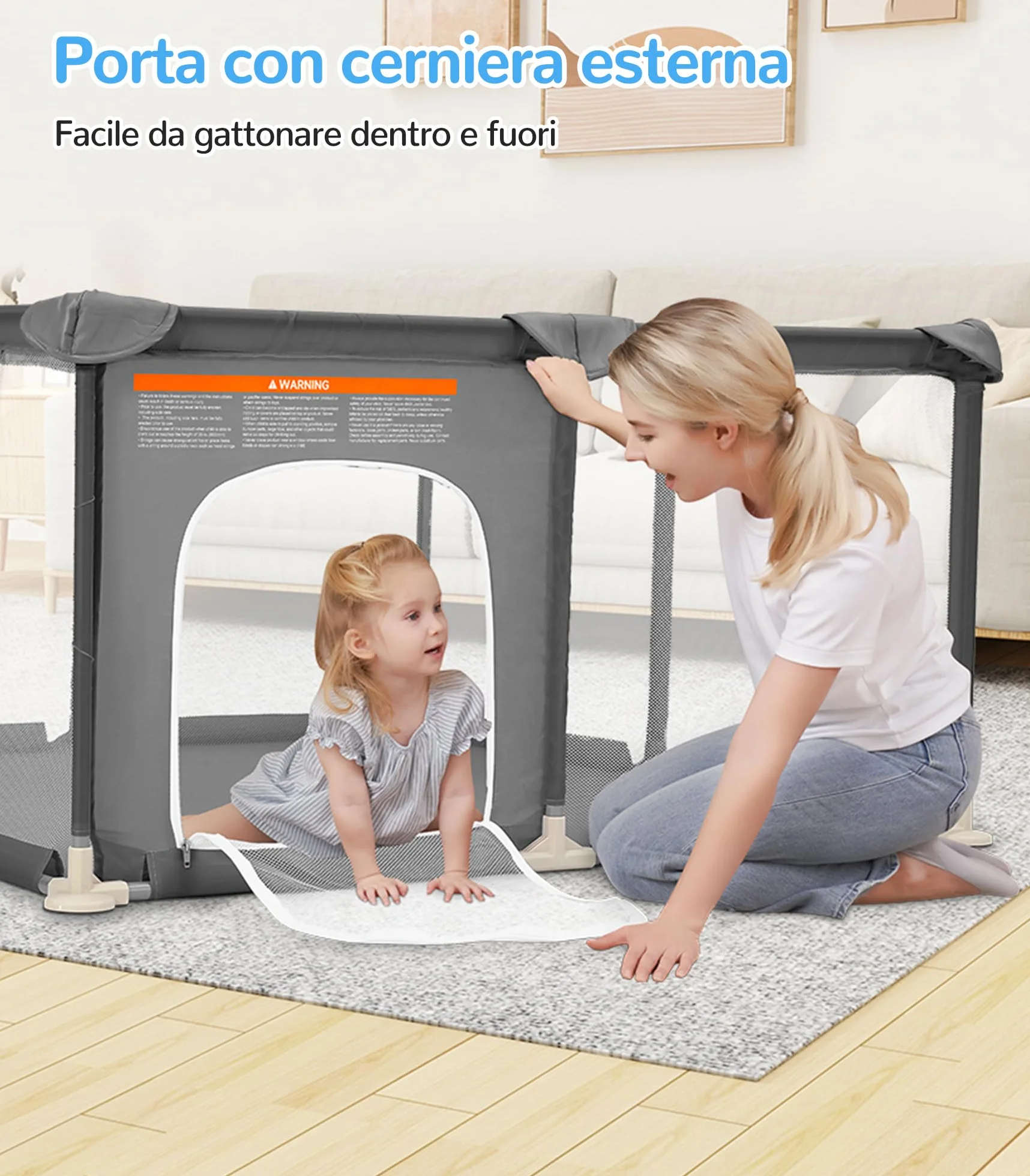 Box per Bambini Recinto Neonato 124 x 124 cm Tessuto Oxford 210D Grigio Scuro