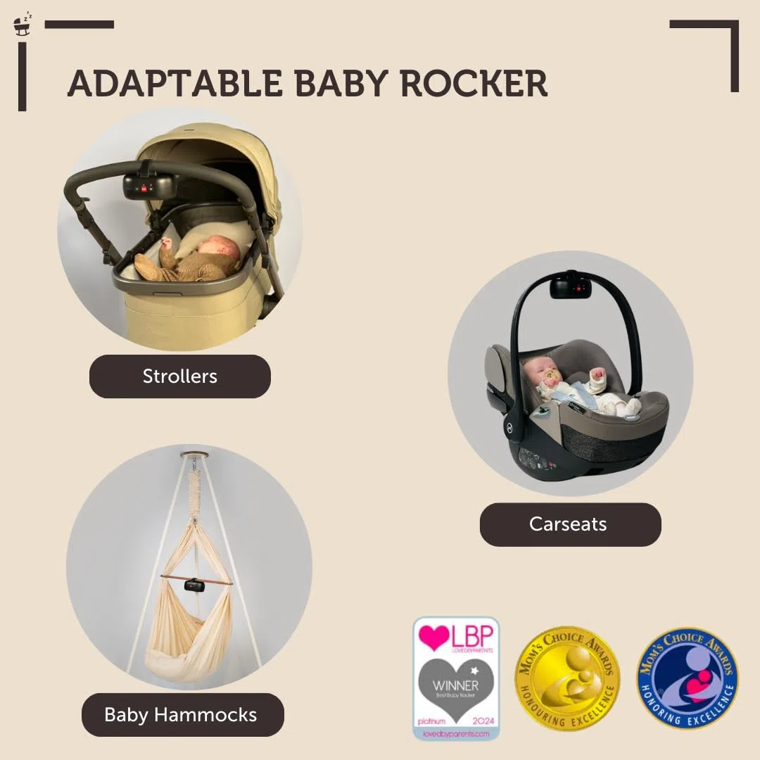 ZAZU Robby - Altalena automatica per passeggino, spessore regolabile, timer da 40 minuti, sensore da viaggio per bambini, ricaricabile USB-C, impermeabile, universale per passeggino e passeggino