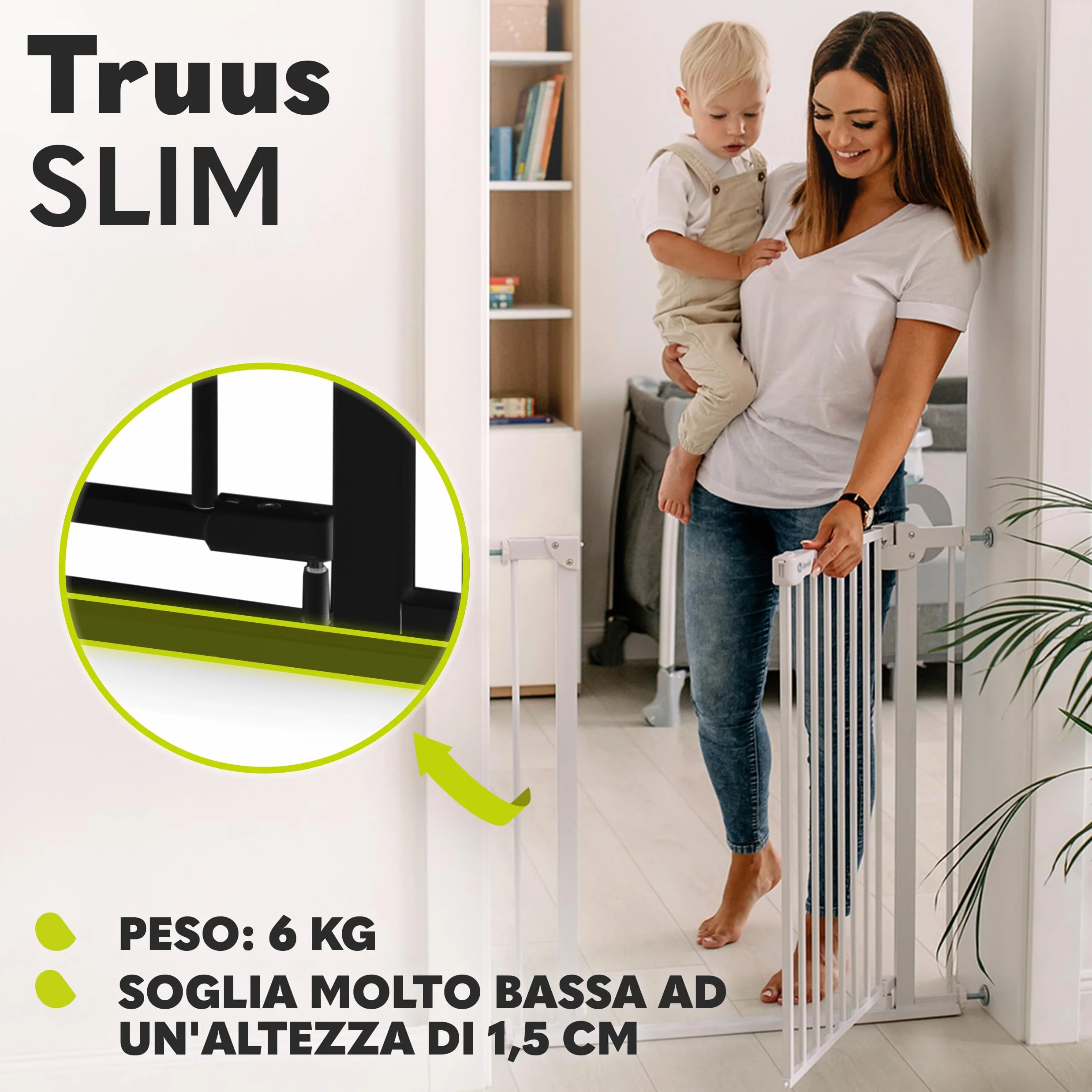 LIONELO Truus Slim Cancelletto di sicurezza, Larghezza regolabile 75-105 cm, Altezza 77 cm, Autobloccante