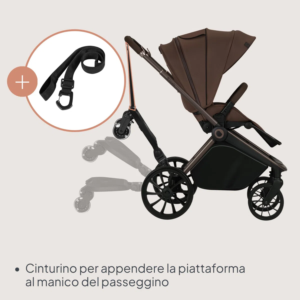 LIONELO Pedana Passeggino BUGGY BOARD con Seduta staccabile, Pedana Universale, per Bambini da 2 a 5 anni, Portata 25 kg, Ammortizzazione, Montaggio Universale, Ruote a LED, Pedane mobili