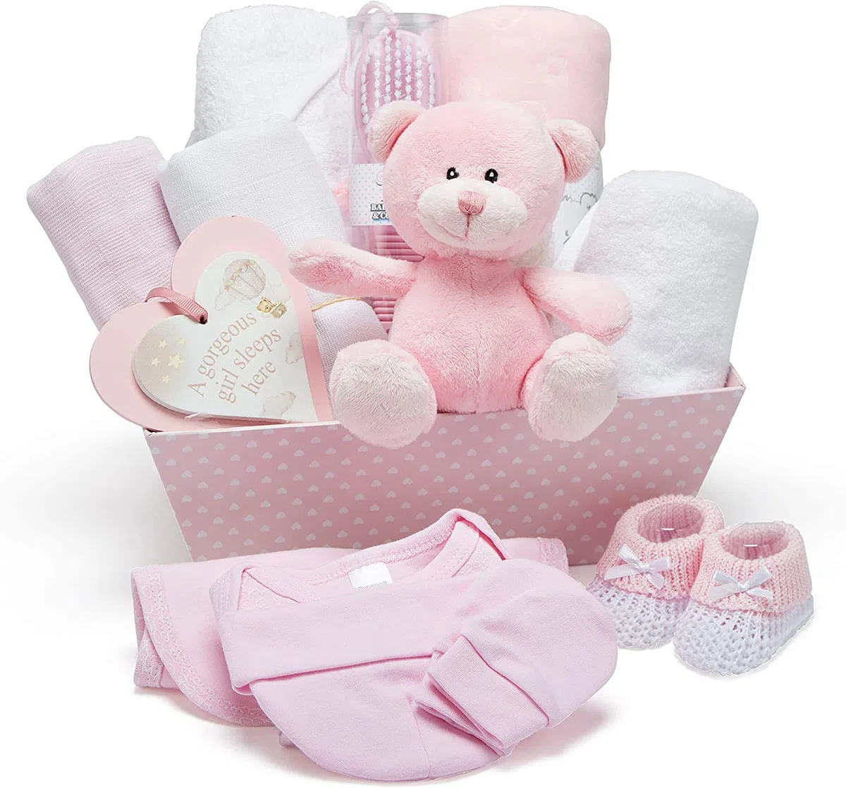 Baby Box Shop Set Regalo Neonato Femmina 17 Pezzi, Regali Nascita Bimba, Set Regalo Neonata, Rosa