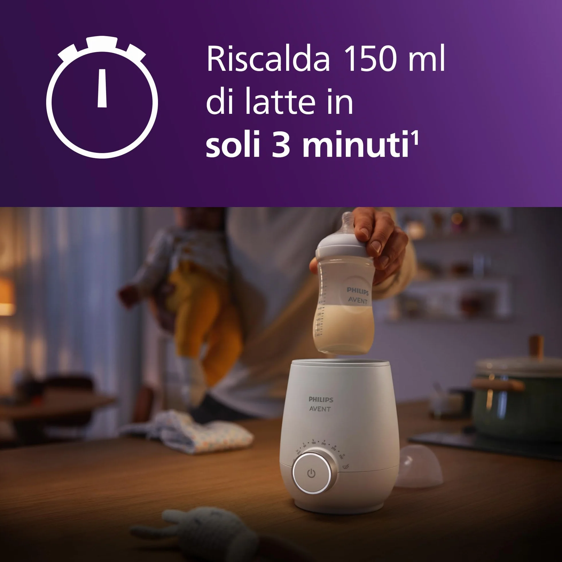 Philips Avent Scaldabiberon Set regalo – Scaldabiberon veloce e biberon Natural Response, controllo temperatura smart, riscaldamento uniforme, spegnimento automatico, SCF358/10