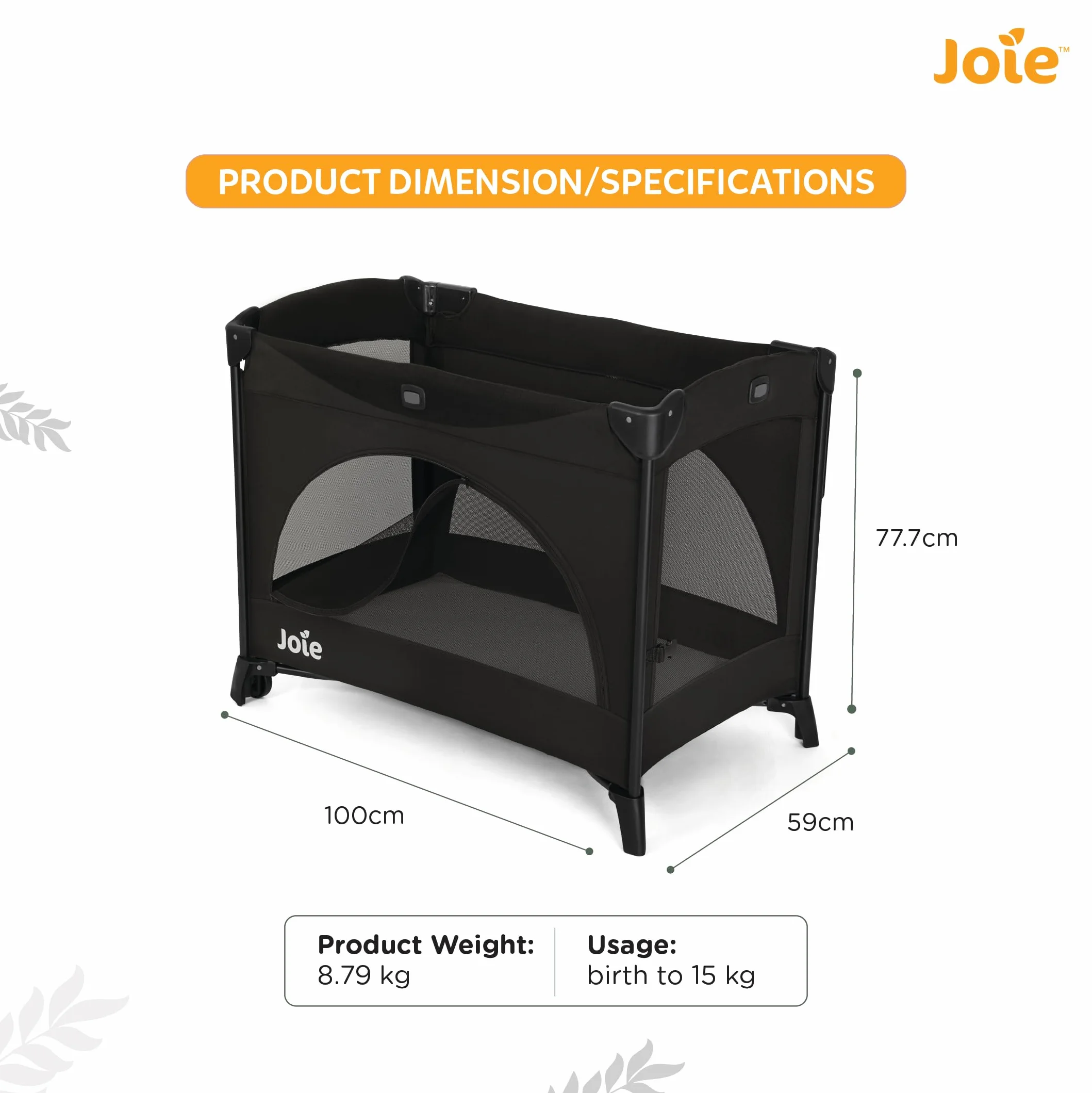 Joie kubbie™ sleep lettino da viaggio, culla fianco letto 2 in 1, lato abbassabile, navicella rimovibile, chiusura compatta – dalla nascita ai 3 anni (0–15 kg), Shale