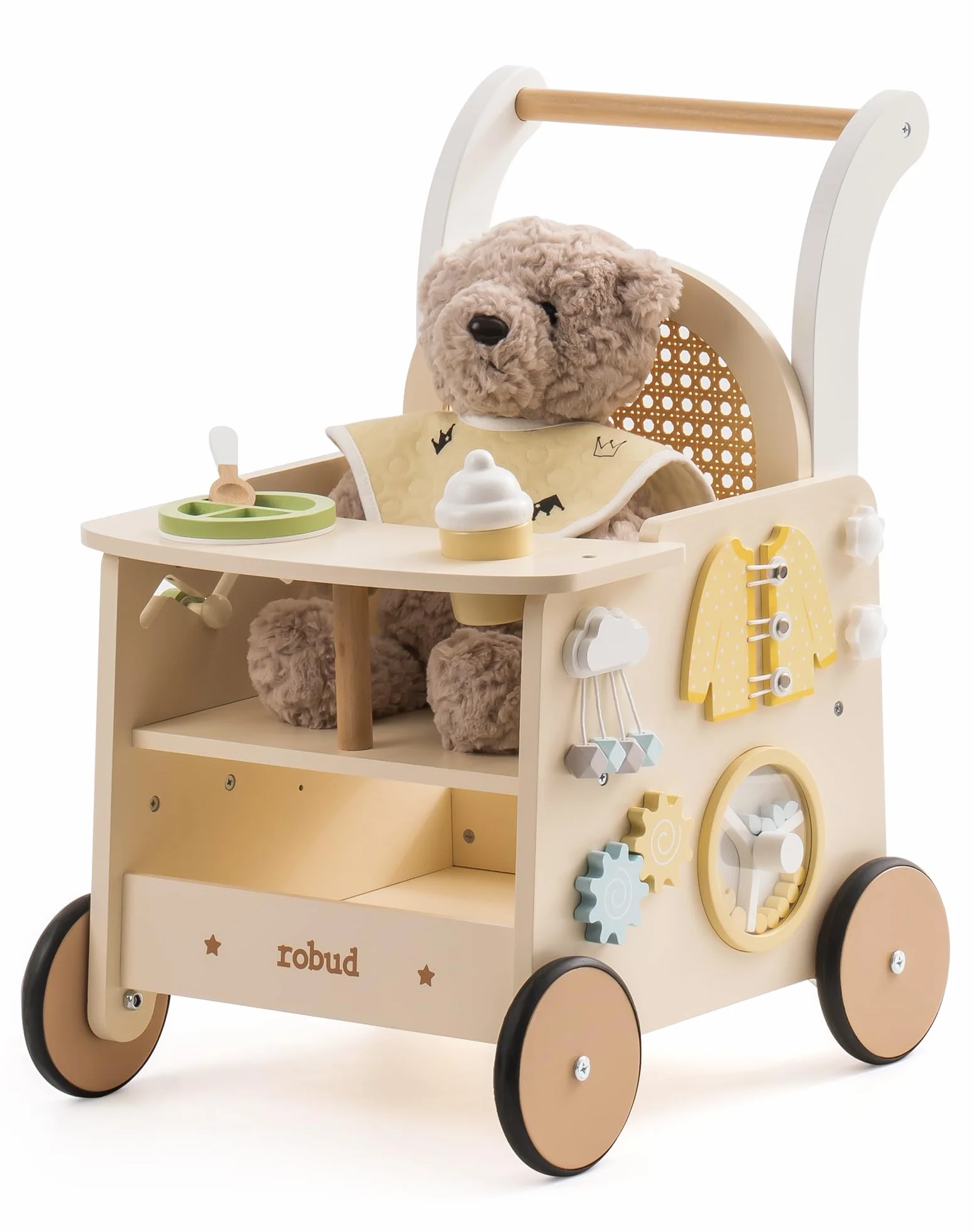 ROBUD Passeggino 2 in 1 con Pedana Montessori Busy Activity Board per Bambini 10 Mesi+