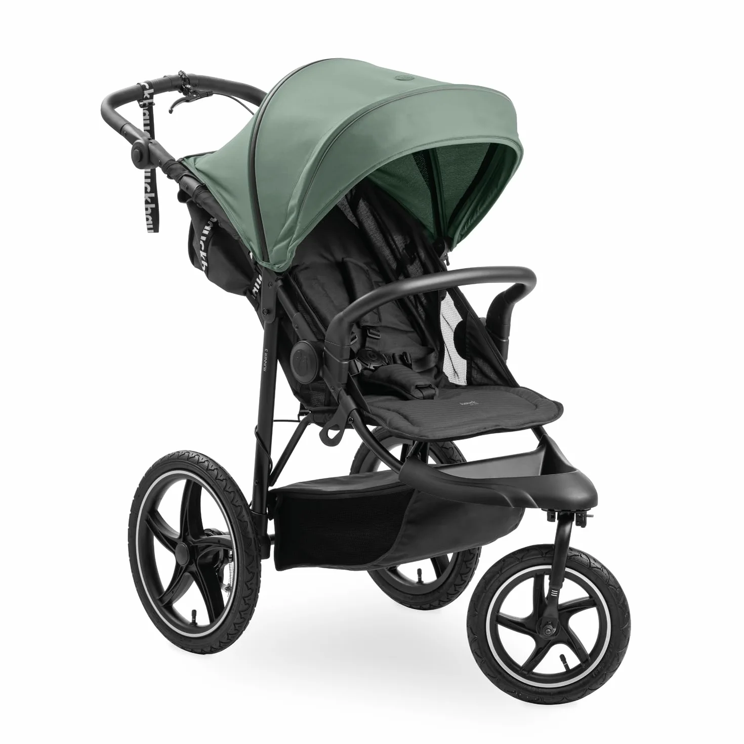 Hauck Runner 3 Verde Giungla Passeggino 3 Ruote d'Aria 22 kg Sospensione Regolabile Freno a Mano Cappottina XL UPF 50+