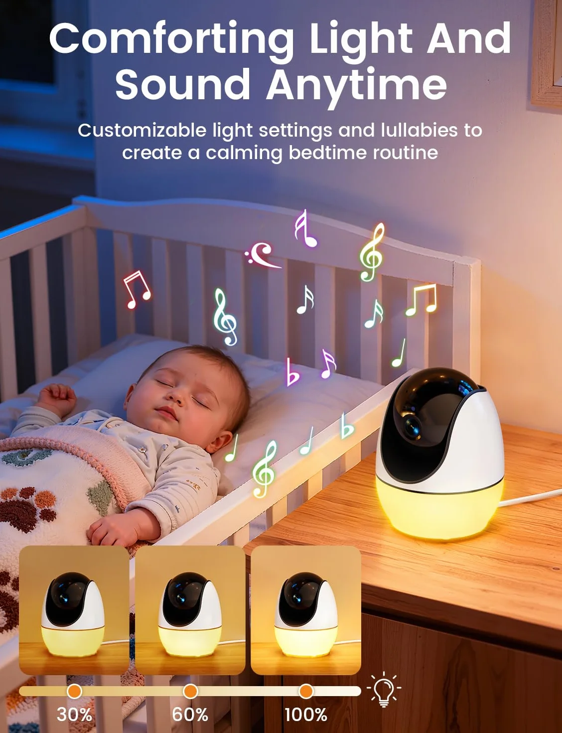 BURNNOVE Baby Monitor Video e Audio WiFi 4,3 Pollici IPS 3500mAh Batteria VOX Luce Notturna Rilevamento Temperatura