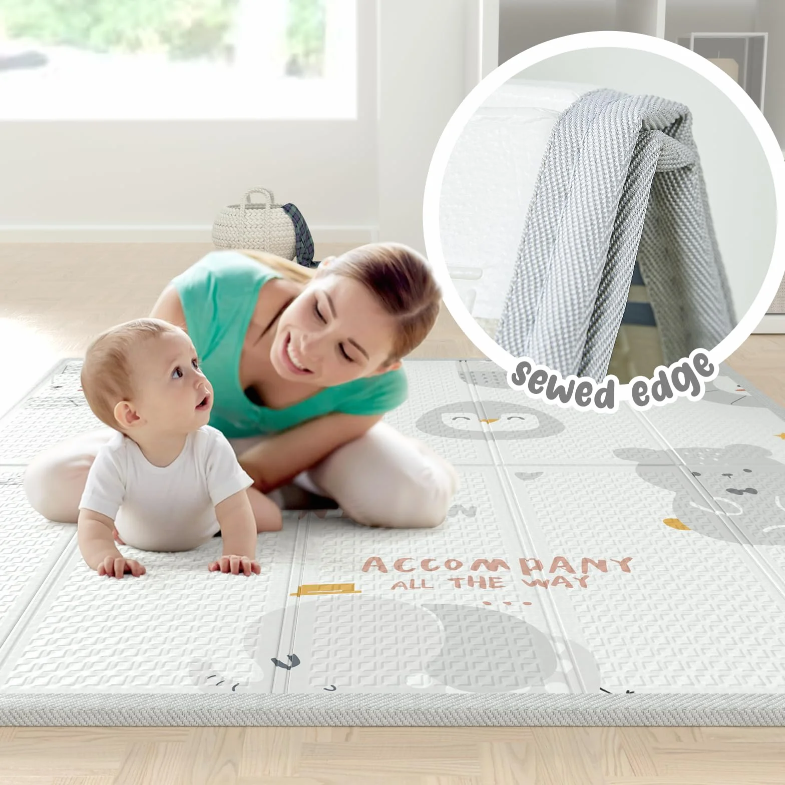 Box Bambini 120x120cm Recinto Neonato con Tappeto Materassino e 2 Maniglie