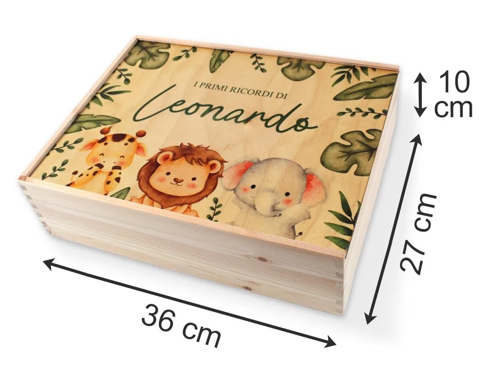 Memory Box Baby Scatola di Legno Personalizzata 36 x 27 x 10 cm Vari Motivi per Nascita e Battesimo Scatola Regalo di Grandi Dimensioni con Coperchio personalizzato (Personalizzata nascita/bambini)