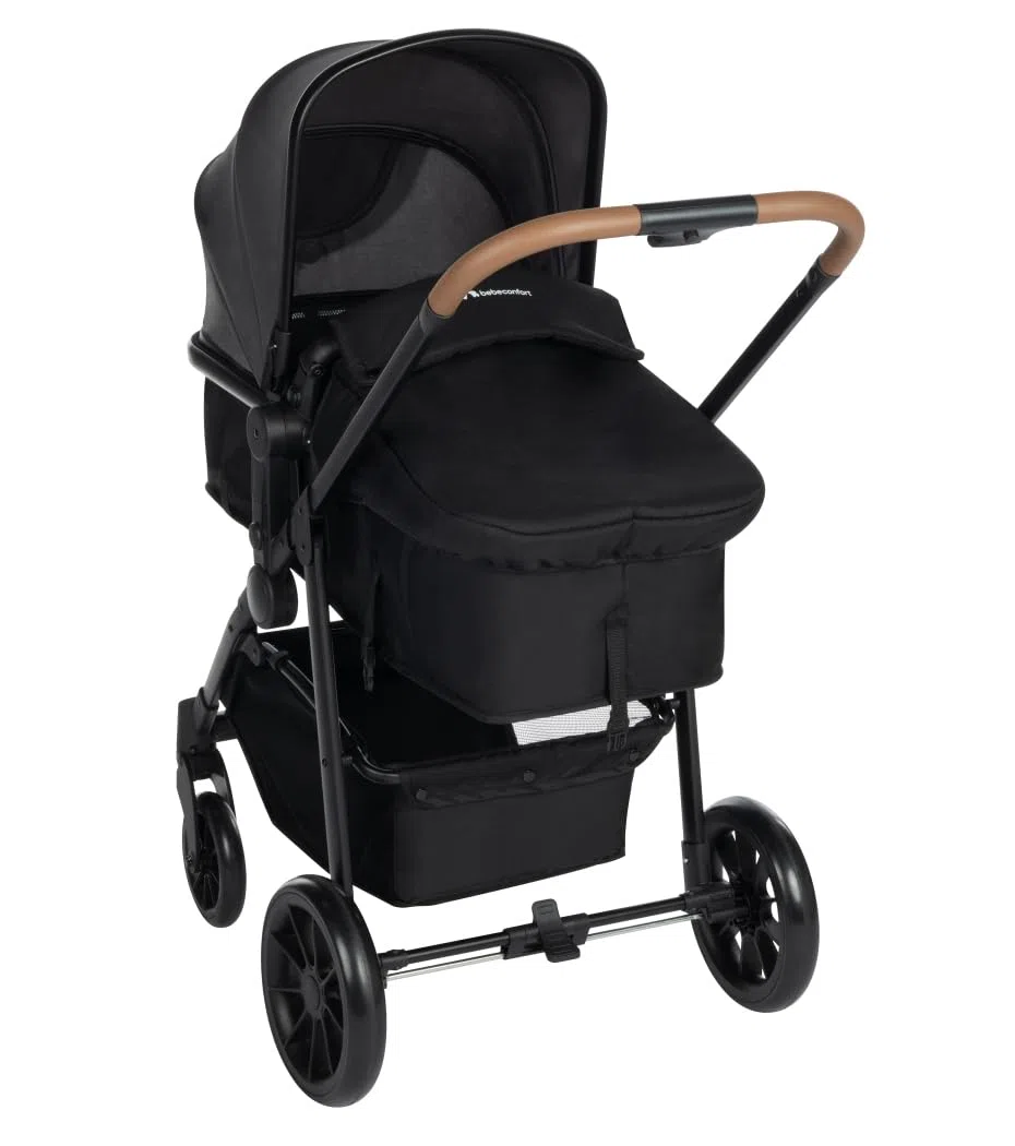 Bebeconfort Haze Trio, 3 in 1 Passeggino per bambini 0-4 anni, max 22 kg, Passeggino Leggero e Compatto, Seduta Convertibile in Navicella, Seggiolino Auto i-Size, Coprigambe e parapioggia, Tinted Grey