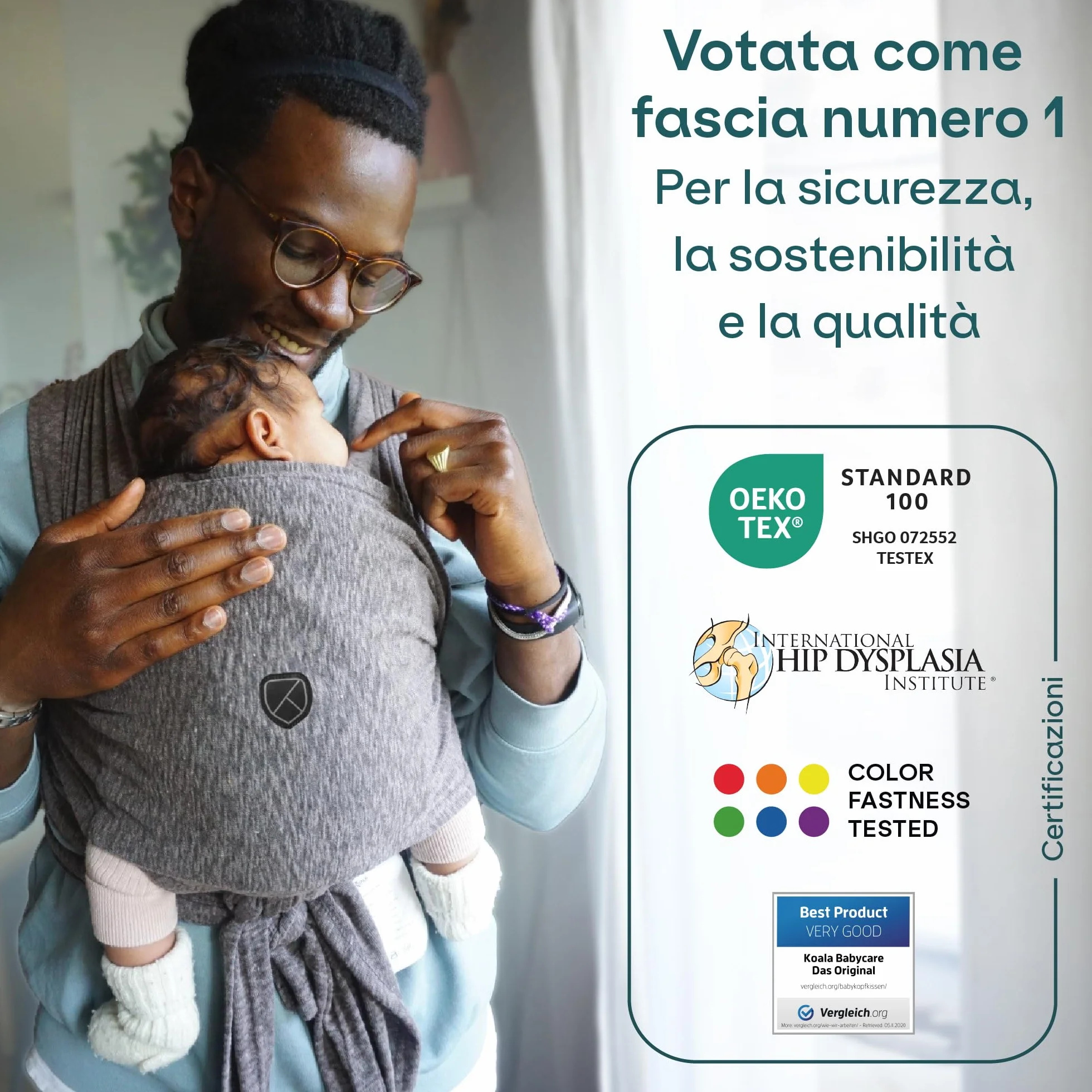 Koala Babycare Fascia Porta Bebe Neonato Regolabile Unisex Marsupio Neonati Multiuso Fino a 9kg Antracite