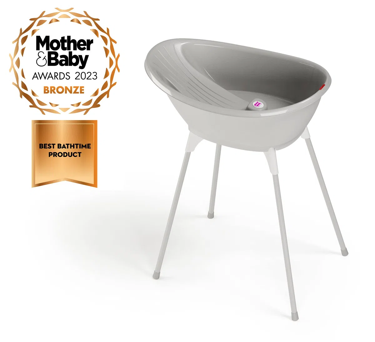 OKBABY Kit Vaschetta Bella e Cavalletto di Supporto - per il Bagnetto del Neonato 0-12 Mesi - Vaschetta Grigia