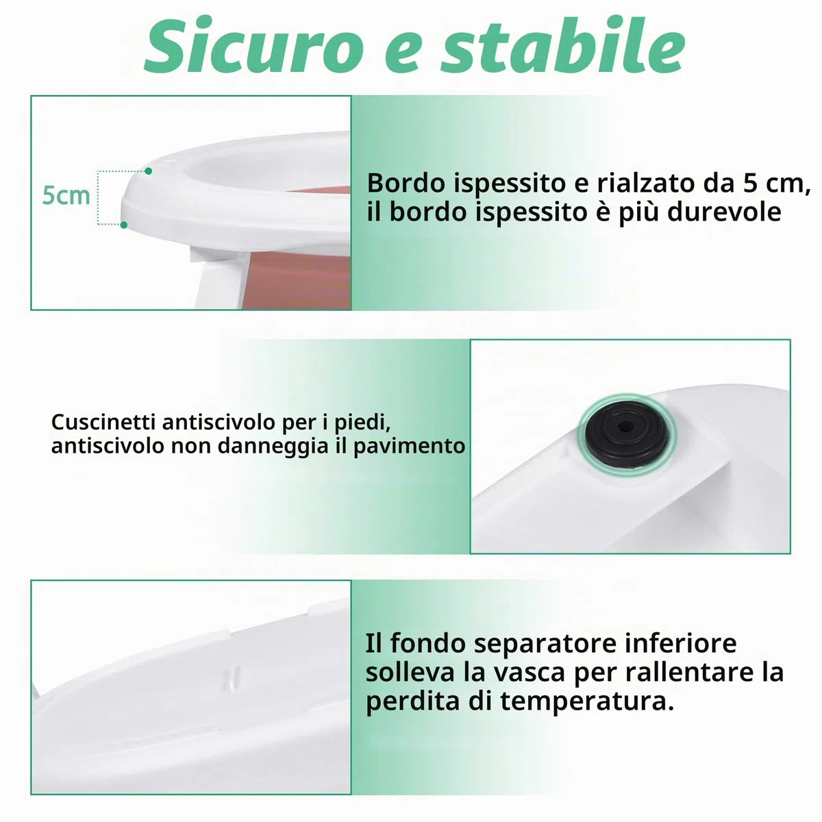 Froadp 82x50x20cm Vasca da Bagno Pieghevole per Bambini, Vaschette Bagnetto Neonato Antiscivolo con Suporto, Bacino Doccia di Sicurezza Portatile per Neonati e Bambino 0-8 anni (Rosa con Cuscino)