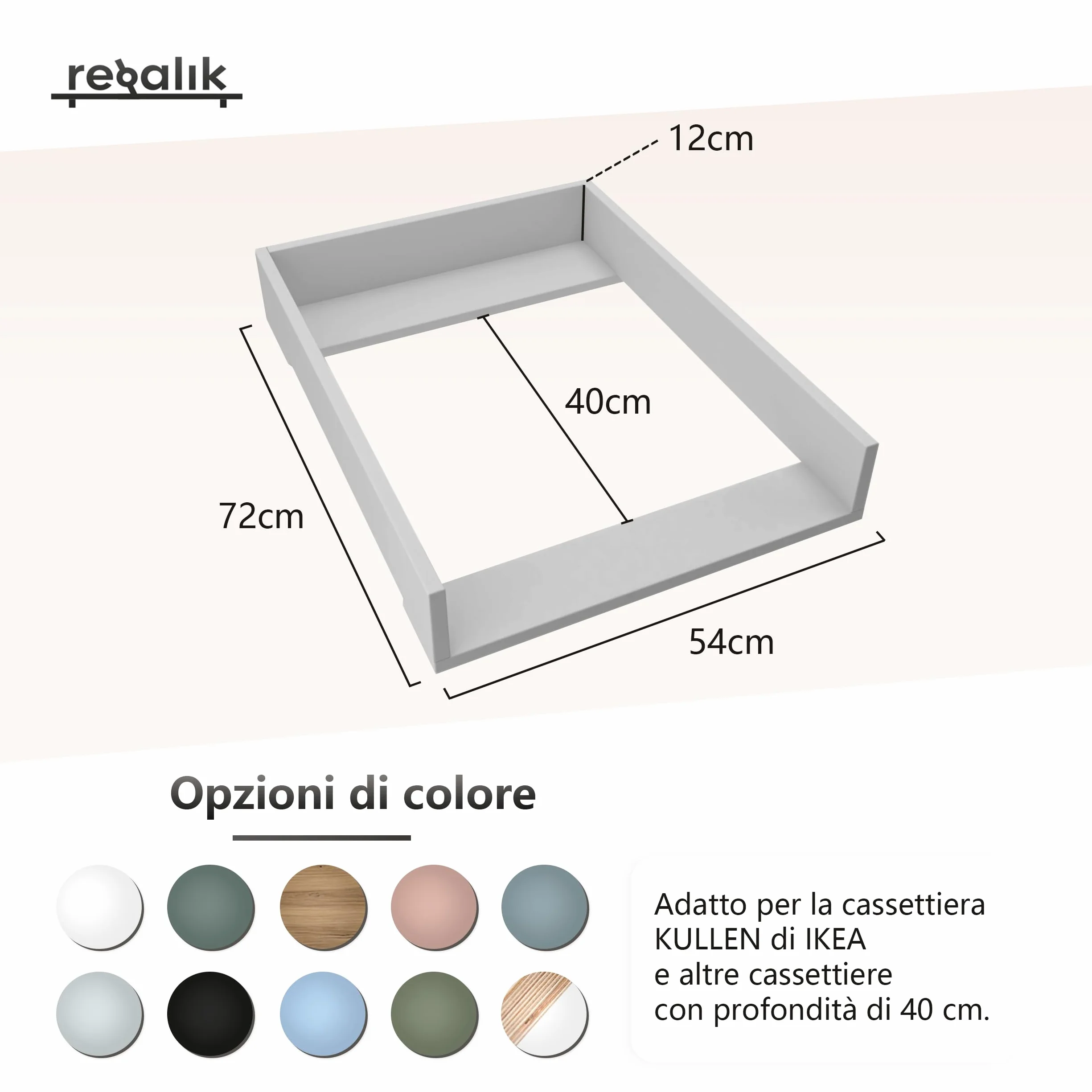 Materassino Fasciatoio per Kullen IKEA, 72x54 cm, Bianco