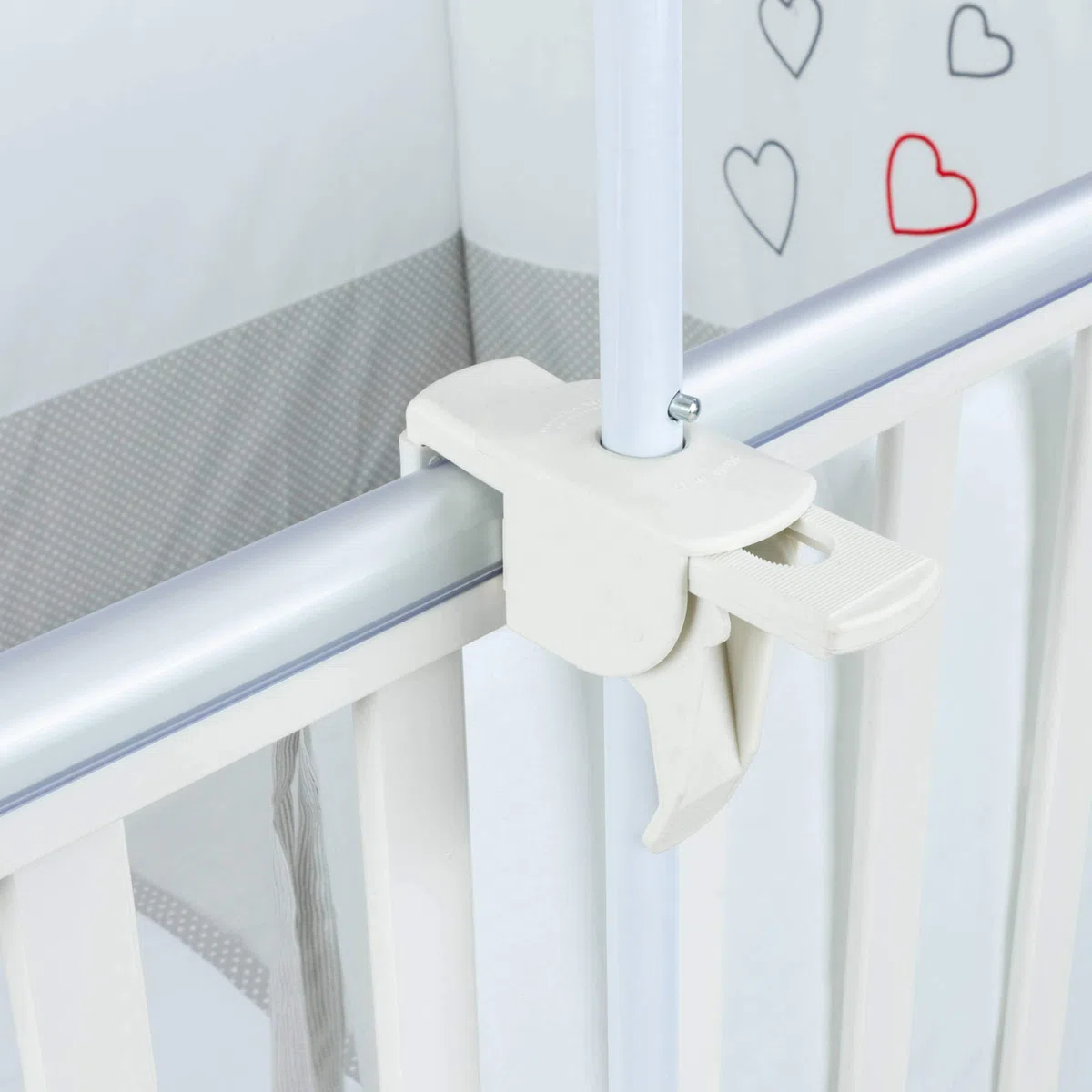 Baby Idea - Zanzariera Lettino Neonato con Supporto Asta con velo per Culla in Tulle Antistrappo Protezione Sicura da Zanzare, Insetti e Polvere Made In Italy (Bianca bordata in bianco)