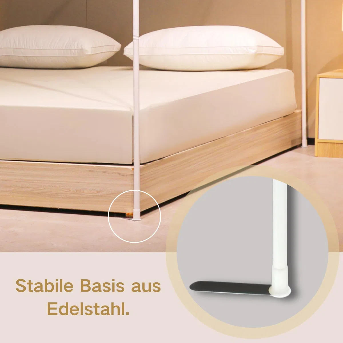 Beautyao Telaio per baldacchino e letto, 100 x 200 cm, bianco, zanzariera, canopy, quattro poster, angolo