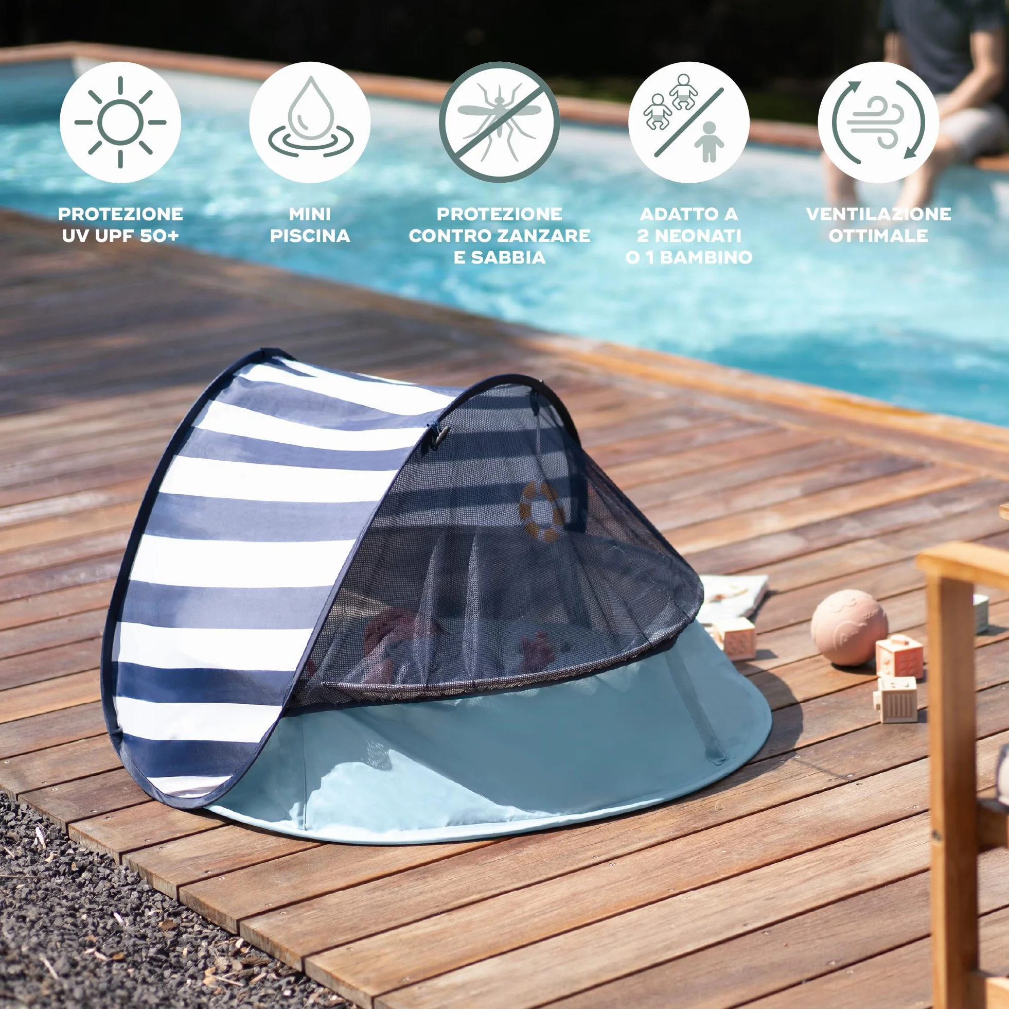 Babymoov Aquani Box Giochi & Piscina anti-UV SPF 50+ Marinière
