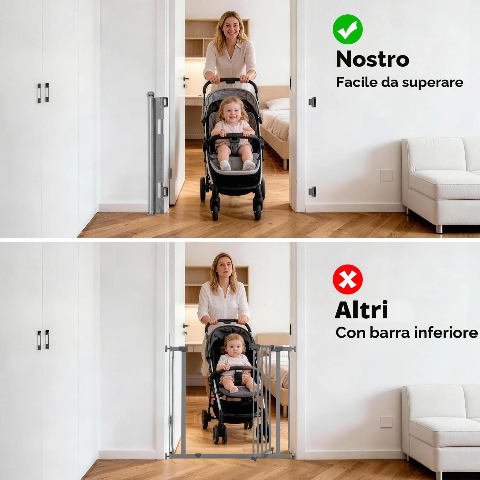 Cancelletto per Bambini Estensibile, 0-140 cm Cancello di Sicurezza Retrattile per Bambini e Animali Domestici per Scale e Corridoi Interni ed Esterni (Grigio)