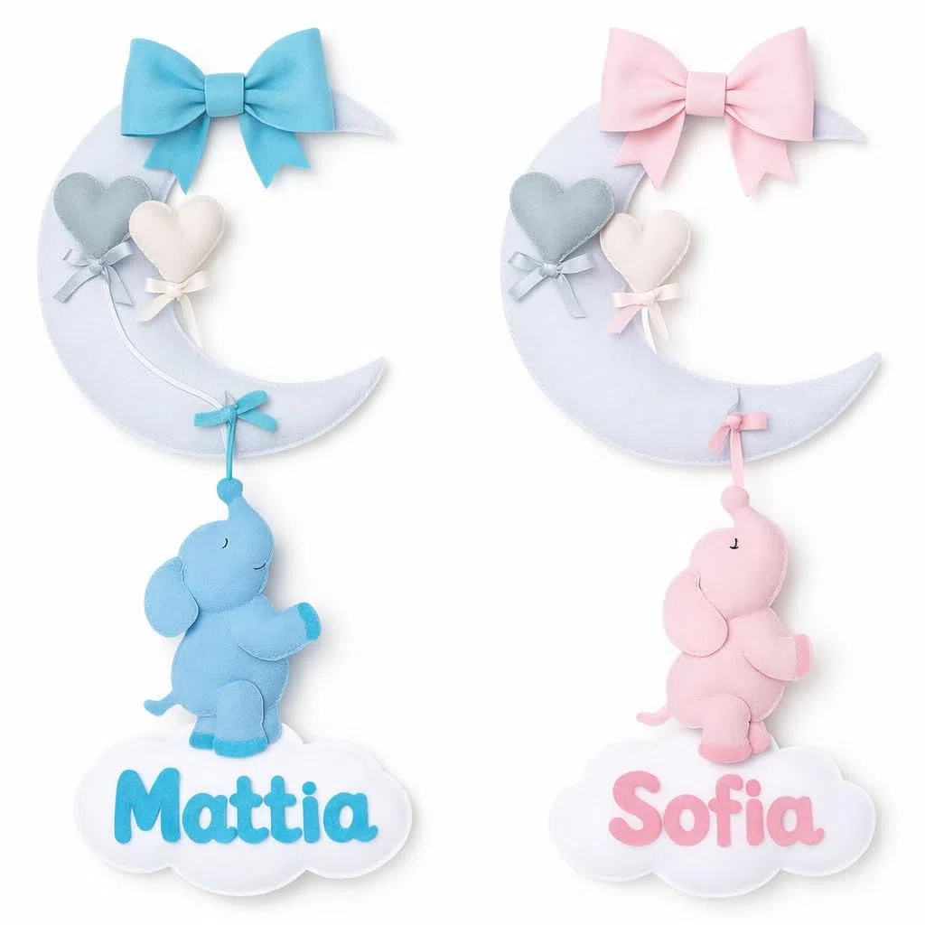 Fiocchi Nascita Bambina e Bambino con Nome Personalizzato - Fiocco Nascita Bimbo da Esterno o Interno - Fiocco Nascita Bimba Personalizzato