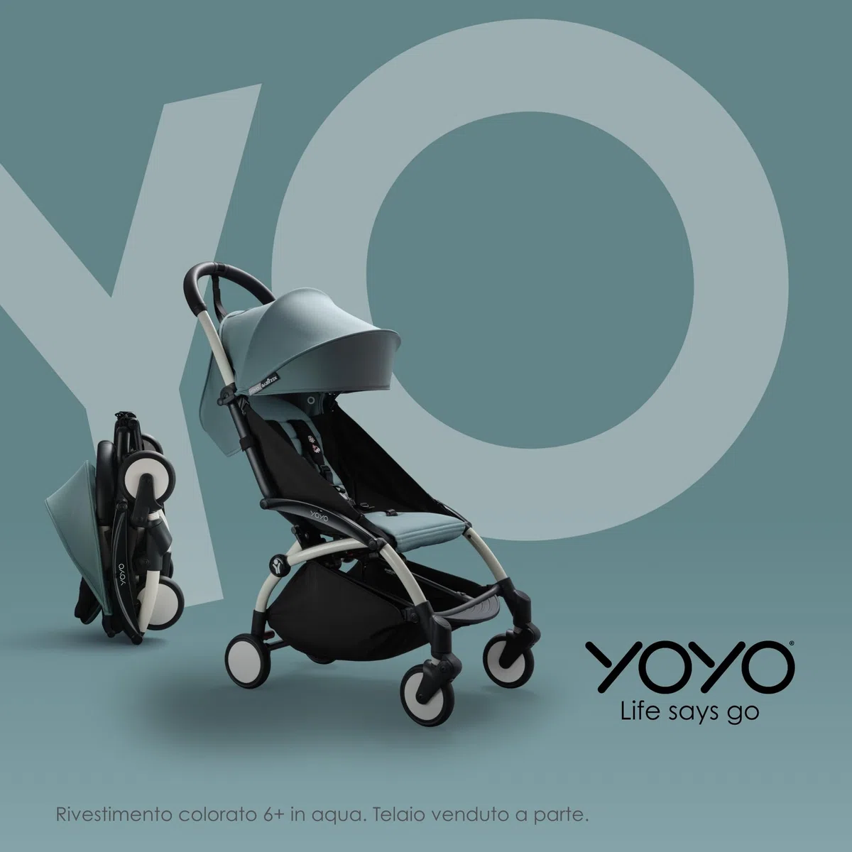 Rivestimento colorato 6+ BABYZEN YOYO Nero - Solo tessuti: Cuscino, Cappottina abbinata e tasca posteriore con cerniera - Richiede il telaio YOYO2 (Venduto a parte)