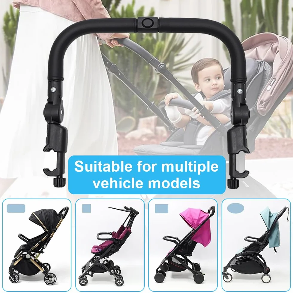 Bracciolo Per Passeggino, 37x25cm Universale Passeggino Paraurti Bar, Barra Paraurti Per Passeggino, Maniglione Per Passeggino Regolabile E Rimovibile, Passeggino Parti Accessori(Nero)