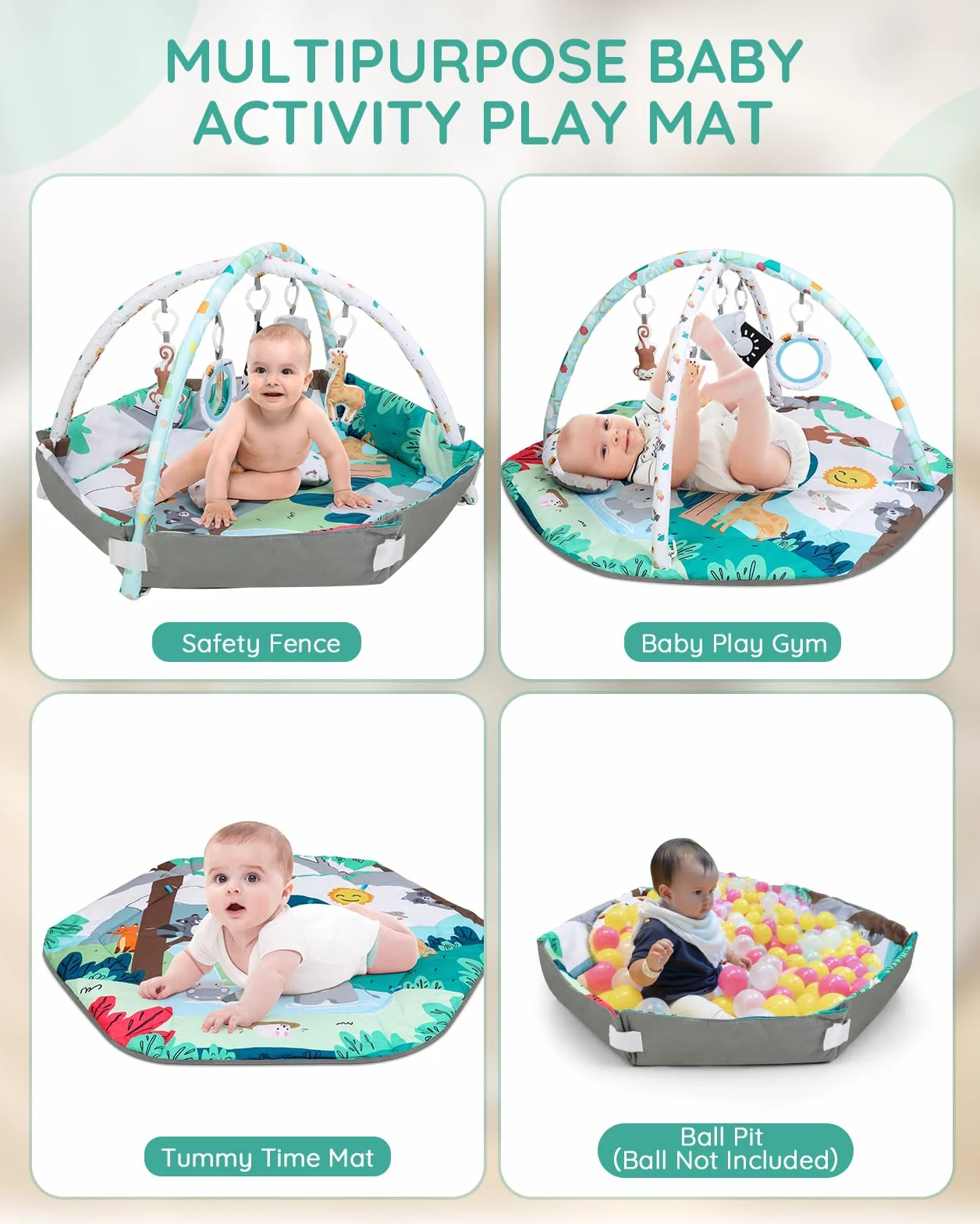 Lilian&Gema Palestrina Neonato, Palestrina Evolutiva Neonato con 6 giochi sensoriali per lo sviluppo sensoriale e motorio da 0-18 mesi,che la rendono il regalo perfetto per il tuo bambino