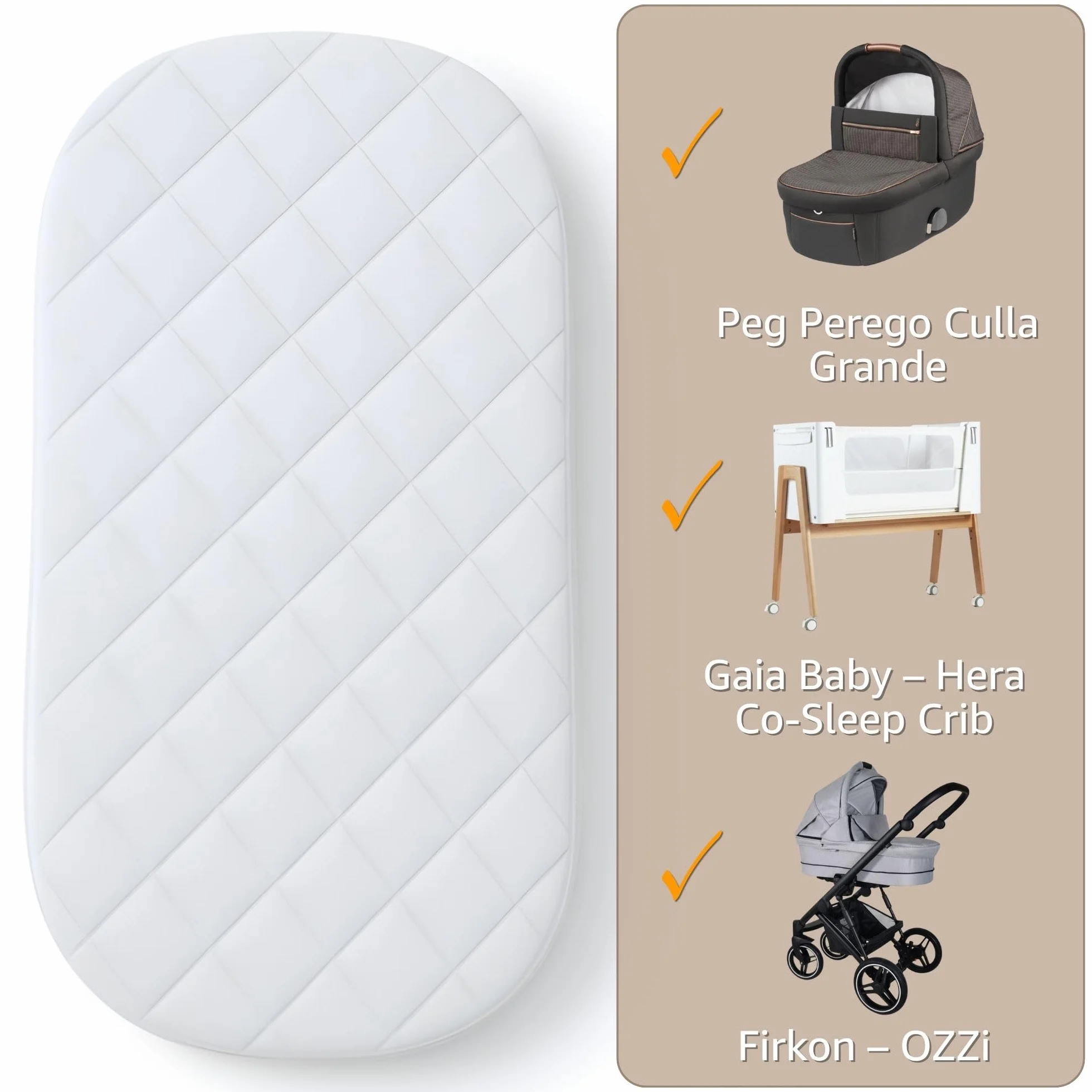 Materasso da culla BASIC - Ovale materassino bambini per navicella carrozzina passeggino e lettino neonato 40 x 80 Baby materassi antisudore Oeko-Tex